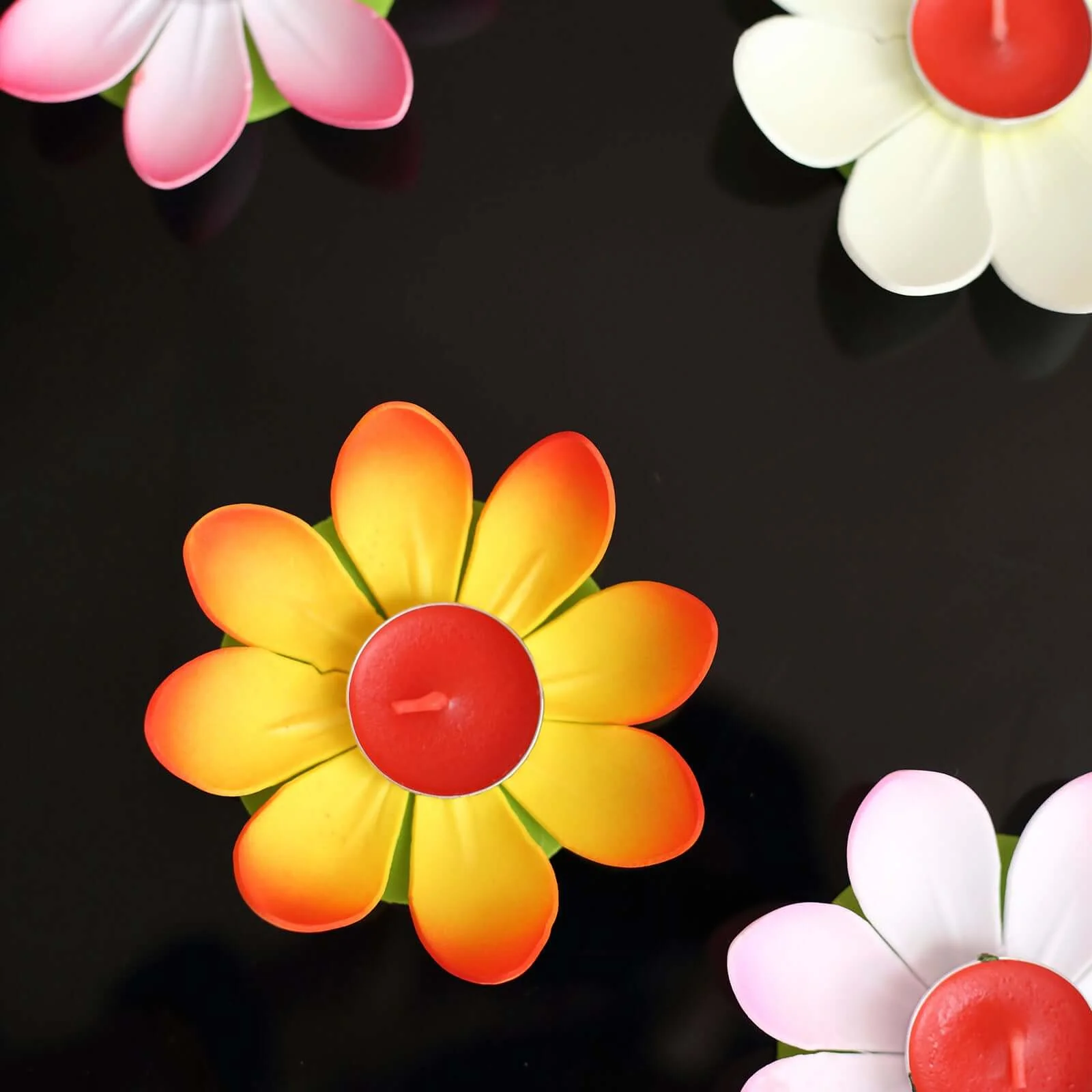 10-Pack Floating Candle Lights 5" Water Lily Lotus Flower Design Colorful - Assorted Tealight Lanterns - Image 11
