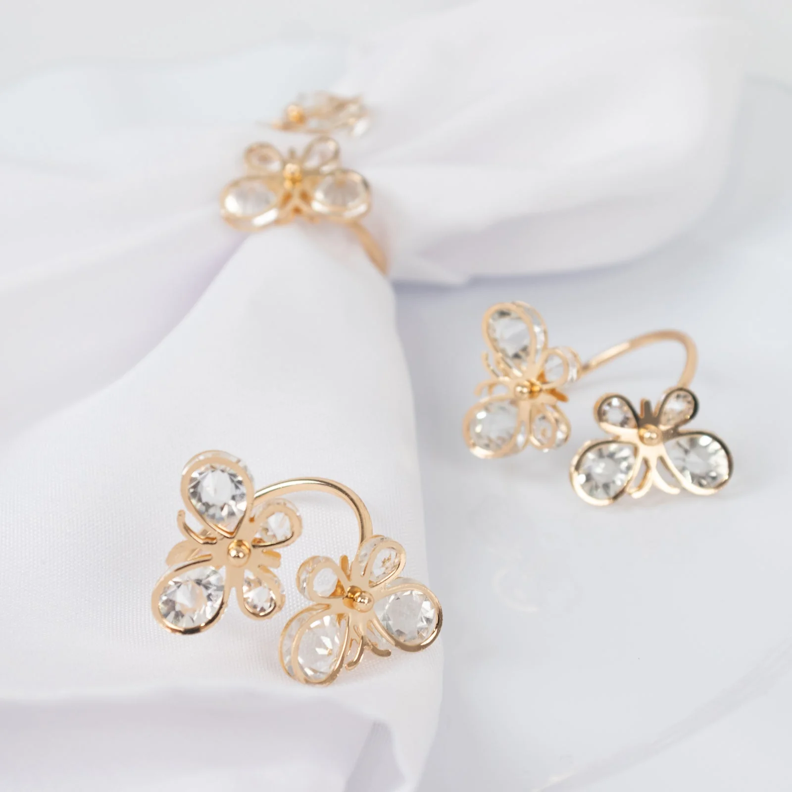 10-Pack Gold Metal Butterfly Napkin Rings with Crystal Diamond Accents – Napkin Holder for Weddings & Events - Image 7