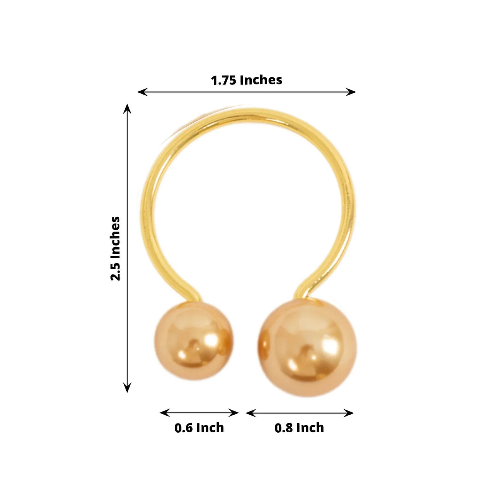 10 Pack Gold Pearl Metal Napkin Rings Dining Table Decor, Elegant Round Wedding Napkin Holders - 2.5" - Image 2