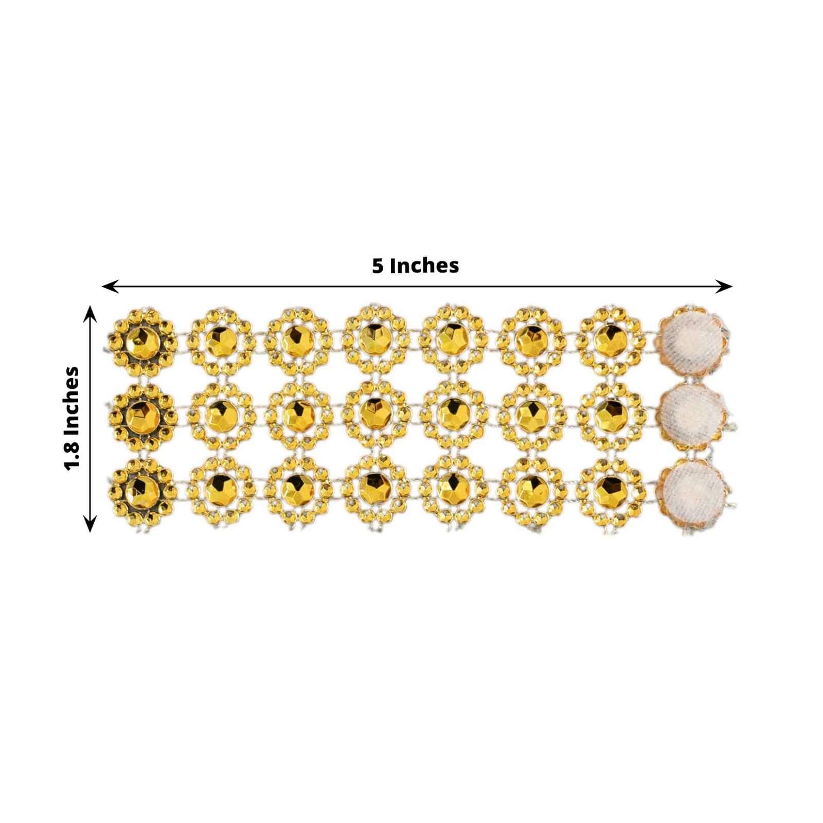 10 Pack Gold Sunflower Diamond Rhinestones Napkin Rings With Velcro, Elegant Wedding Napkin Holders - Image 3