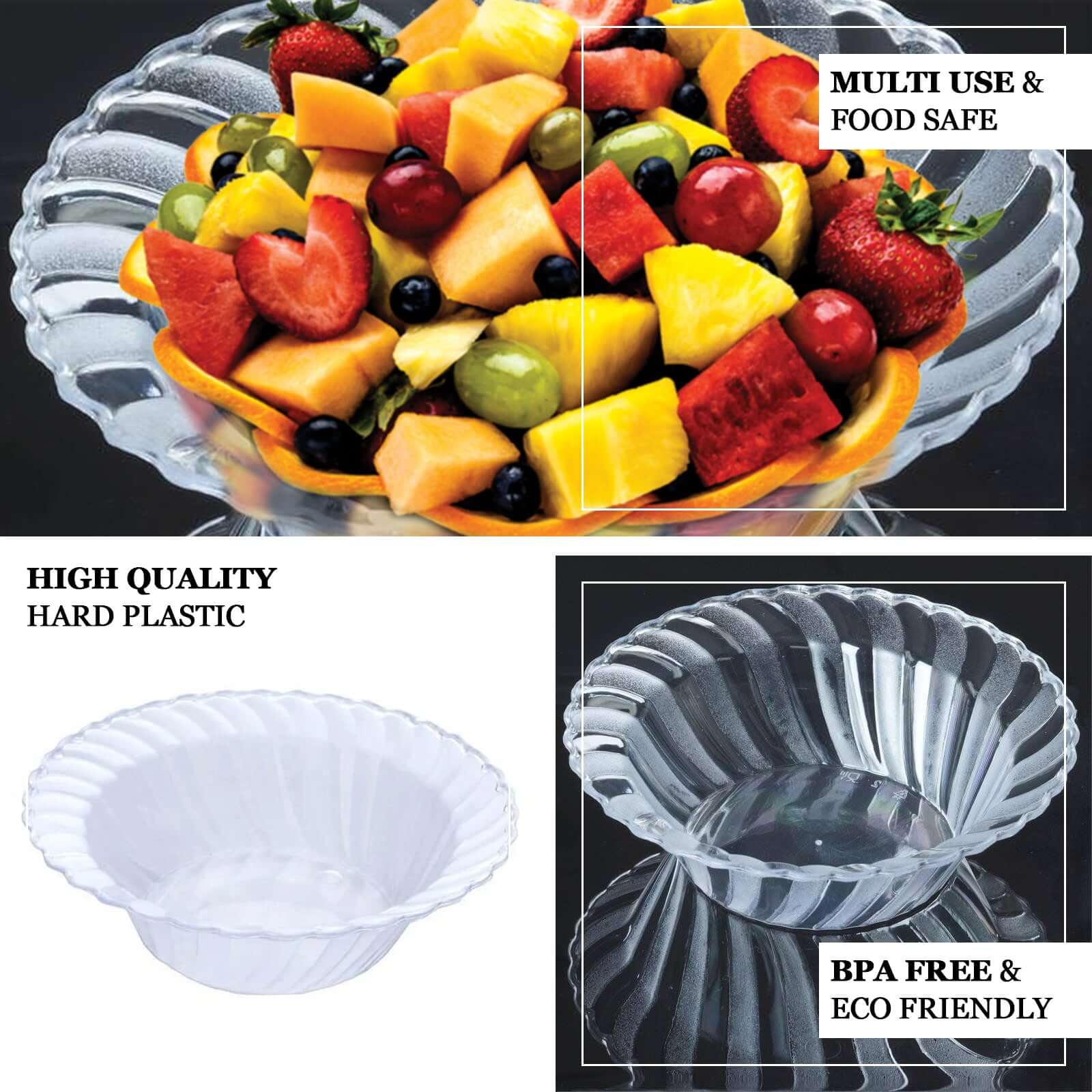 10-Pack Hard Plastic Fruit Bowls 5oz Clear Flared Design - Disposable Ice Cream and Yogurt Bowls - Image 4