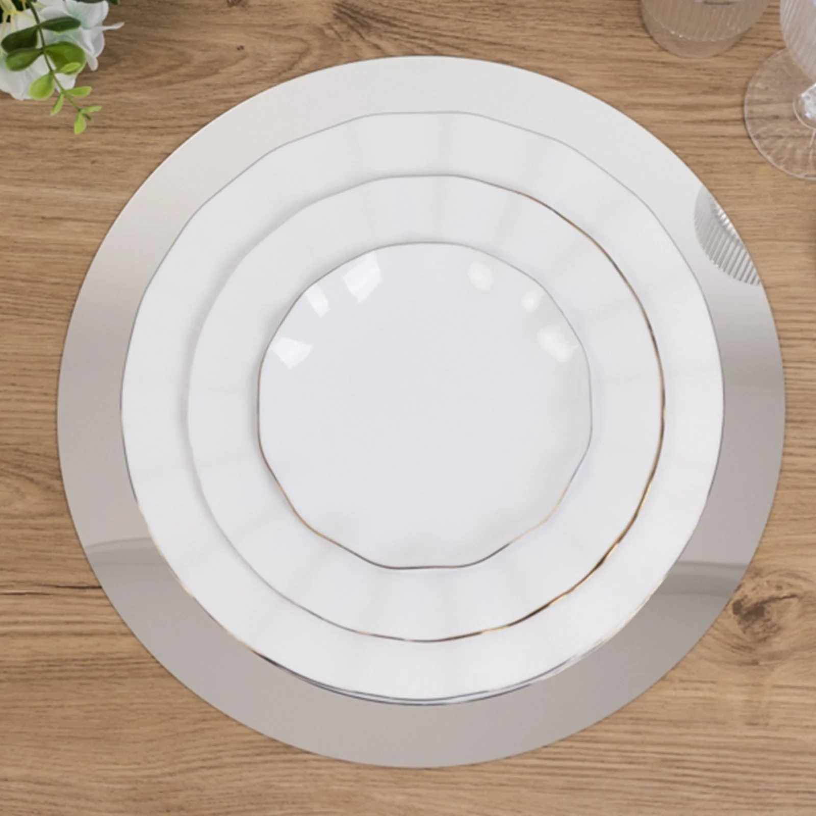 10-Pack Large Acrylic Mirror Tray 14" Round Silver Circle Candle Plate - Decorative Centerpiece Bases - Image 8