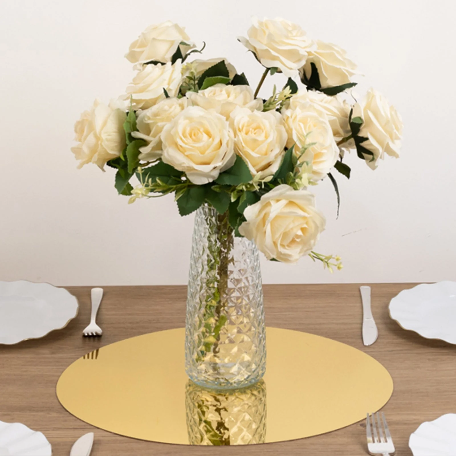 10-Pack Large Acrylic Mirror Tray 16" Round Gold Circle Candle Plate - Decorative Centerpiece Bases - Image 8