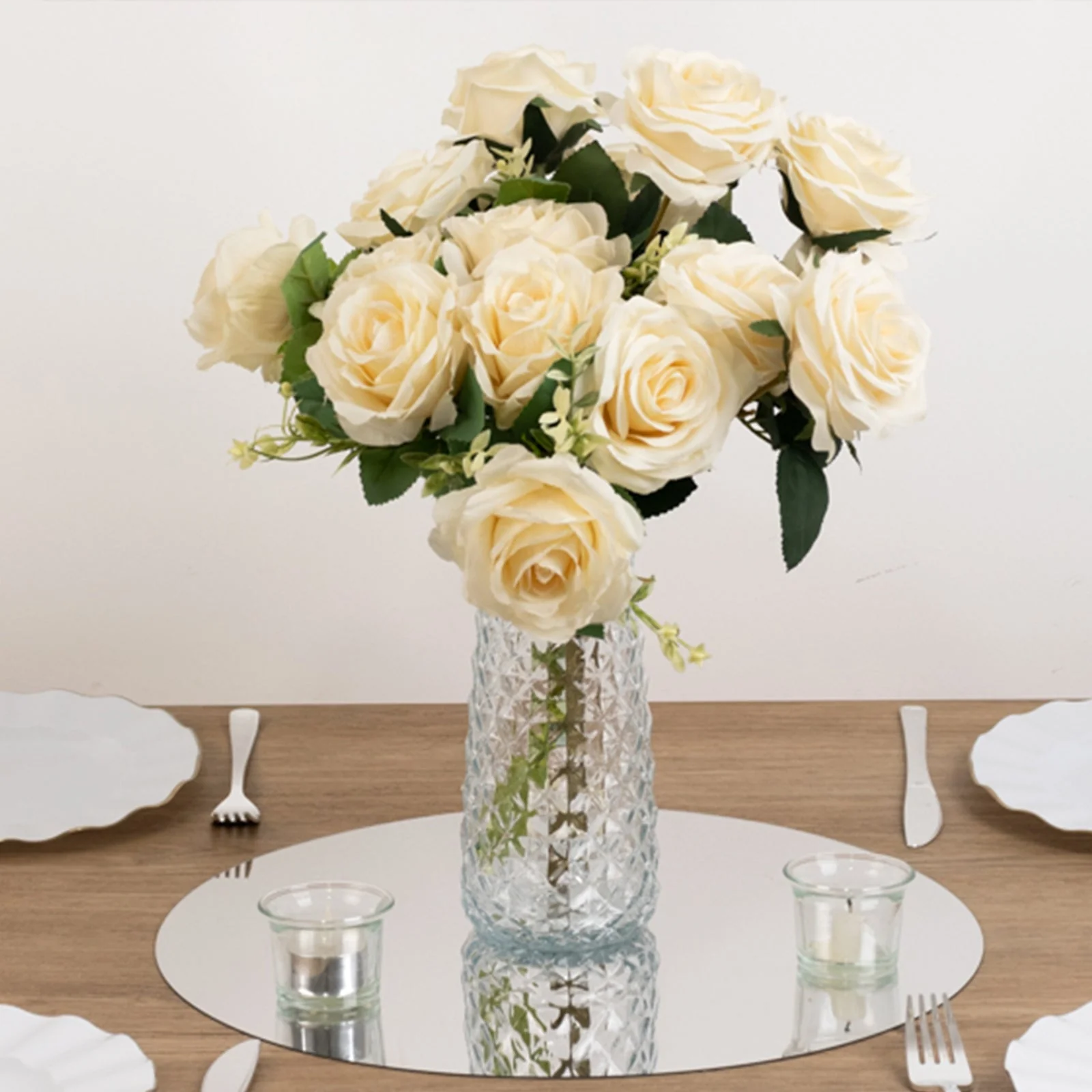 10-Pack Large Acrylic Mirror Tray 16" Round Silver Circle Candle Plate - Decorative Centerpiece Bases - Image 9