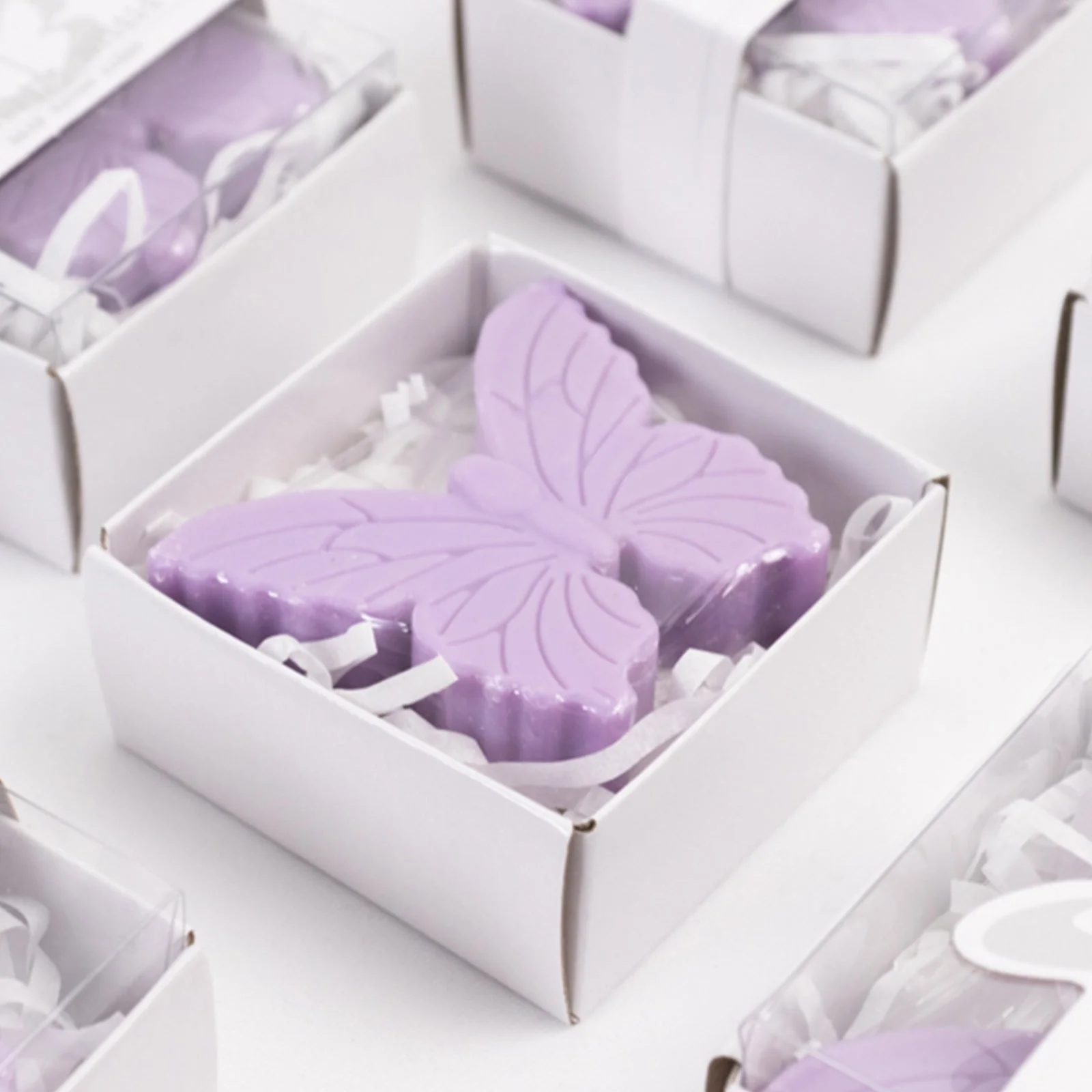 10 Pack Lavender Butterfly Unscented Soap Party Favors with Gift Boxes, Pre-Packed Baby Shower Wedding Souvenirs - 2" - Image 4
