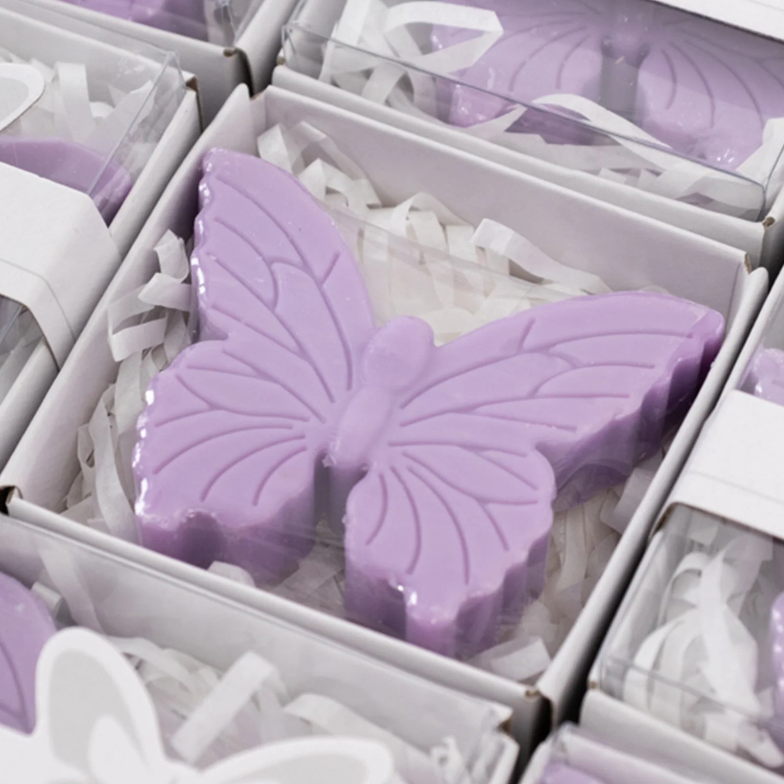 10 Pack Lavender Butterfly Unscented Soap Party Favors with Gift Boxes, Pre-Packed Baby Shower Wedding Souvenirs - 2" - Image 6