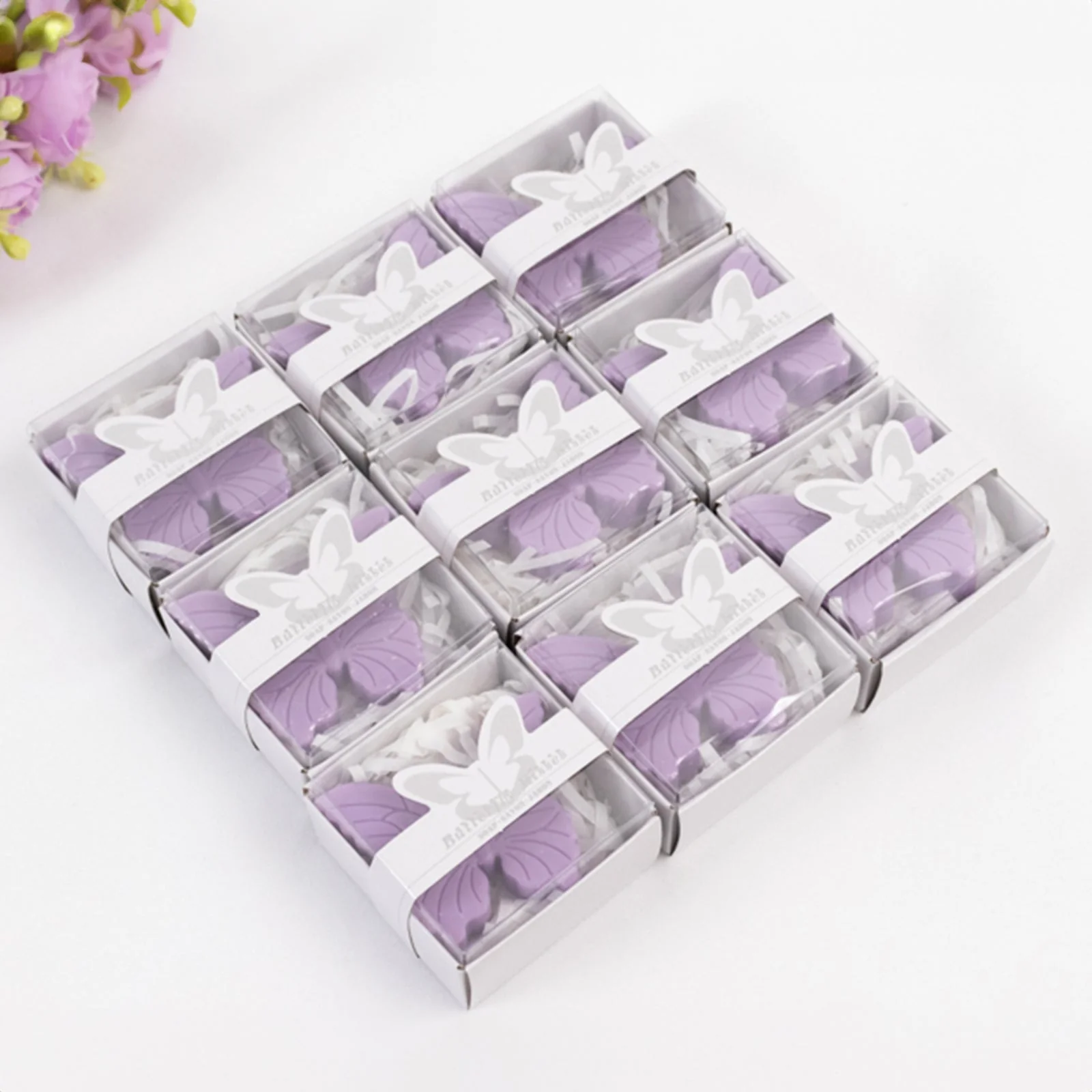 10 Pack Lavender Butterfly Unscented Soap Party Favors with Gift Boxes, Pre-Packed Baby Shower Wedding Souvenirs - 2" - Image 7