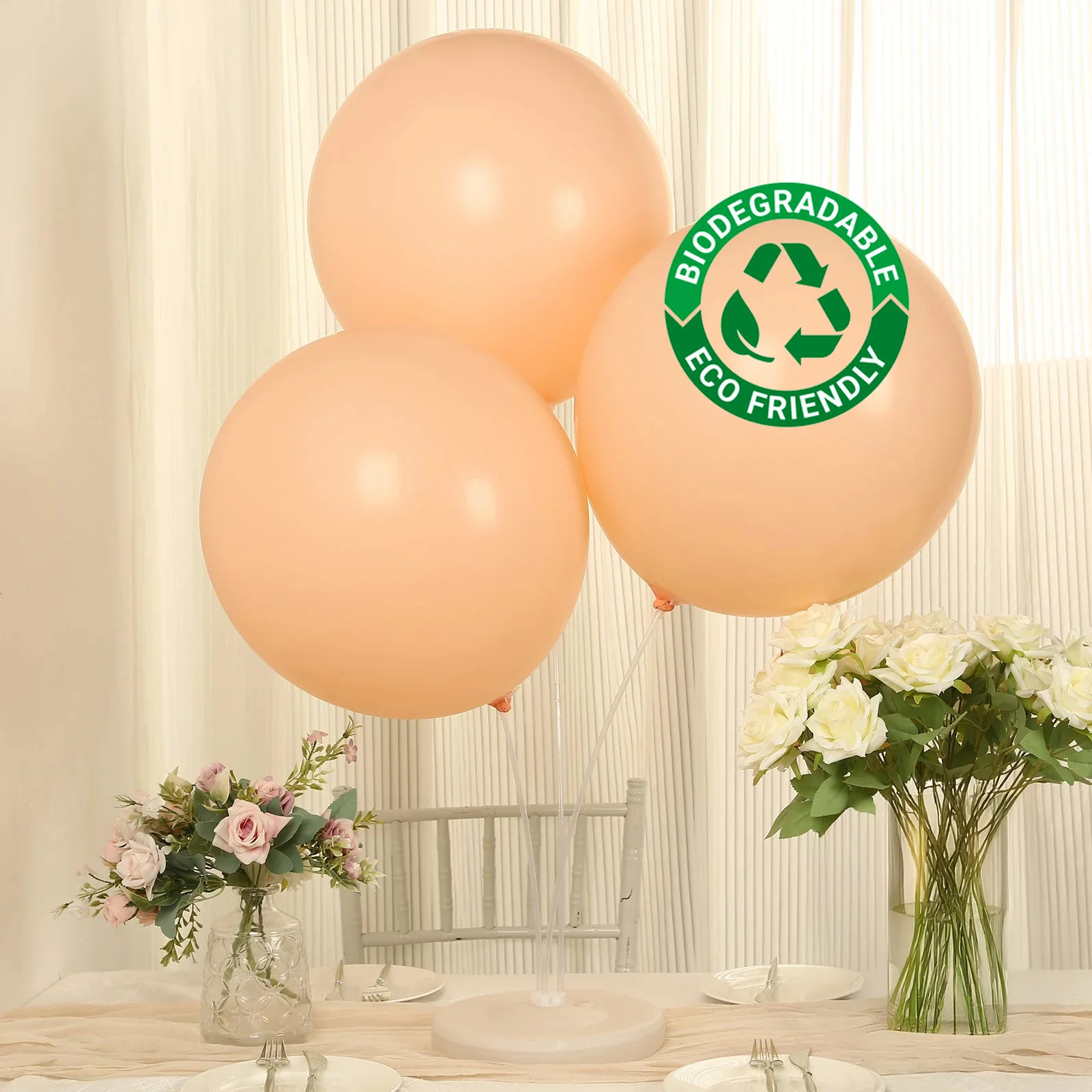 10 Pack Matte Pastel Blush Biodegradable Balloons, Round Eco-friendly Thick Latex Party Balloons - 18" - Image 7