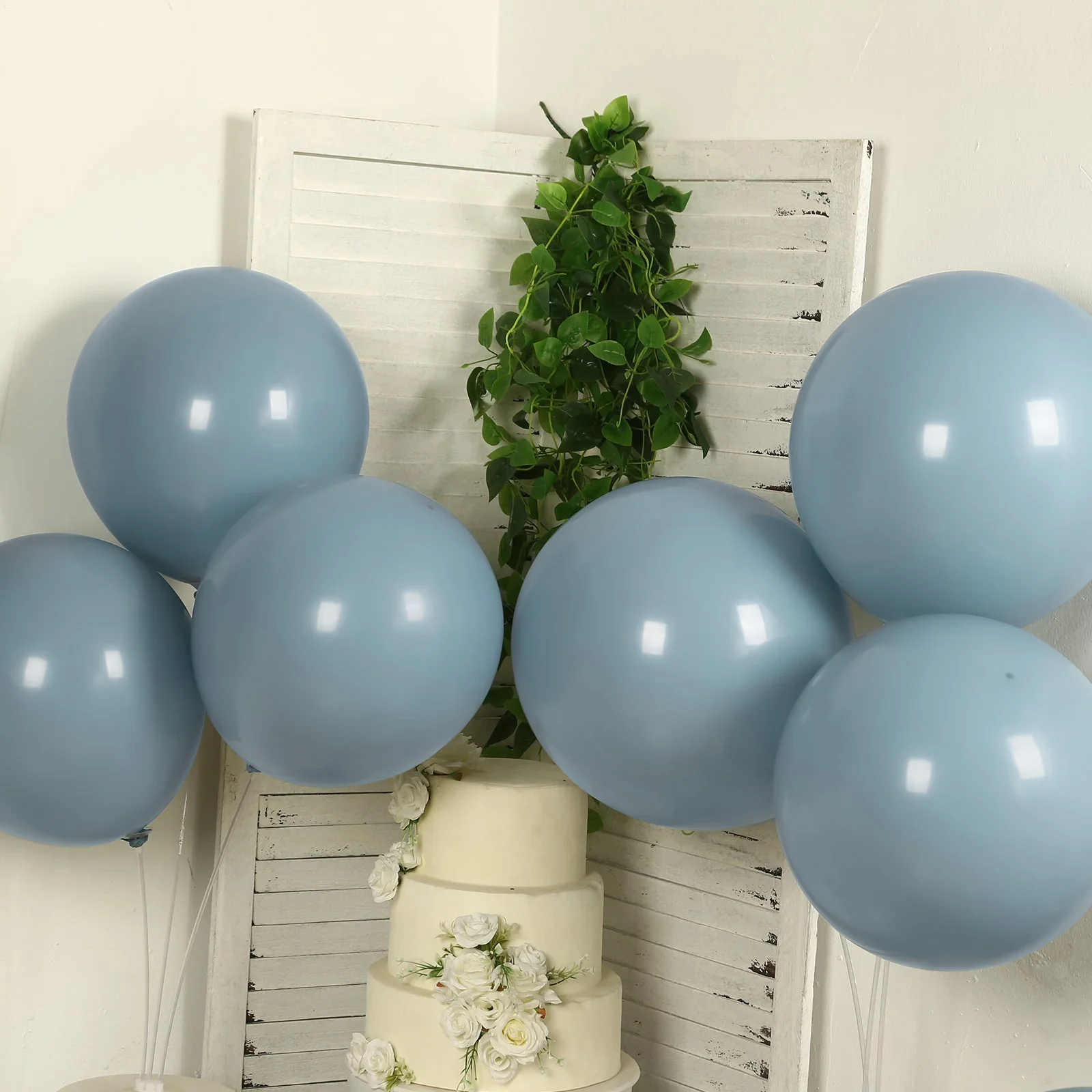 10 Pack Matte Pastel Dusty Blue Biodegradable Balloons, Round Eco-friendly Thick Latex Party Balloons - 18" - Image 6