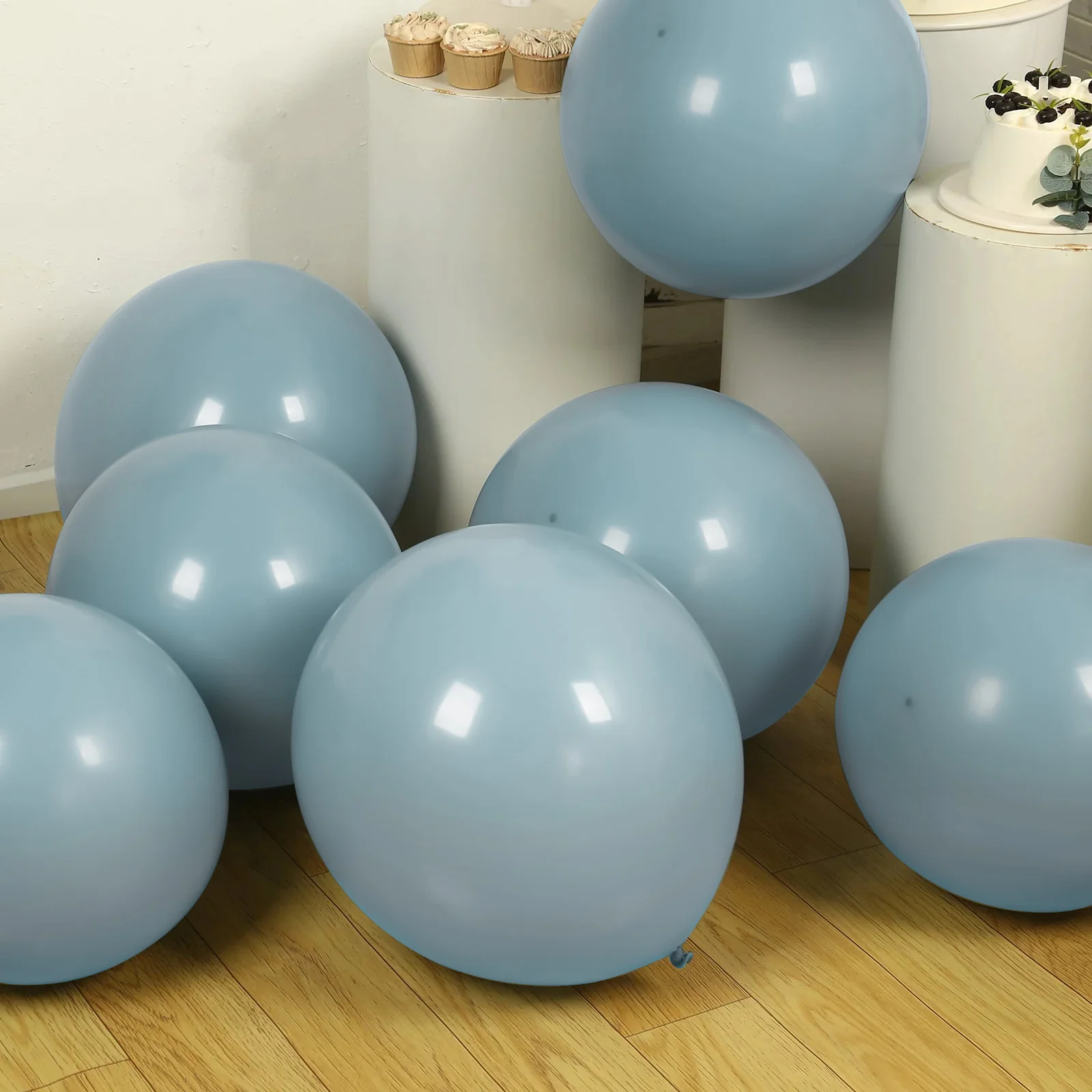 10 Pack Matte Pastel Dusty Blue Biodegradable Balloons, Round Eco-friendly Thick Latex Party Balloons - 18" - Image 8