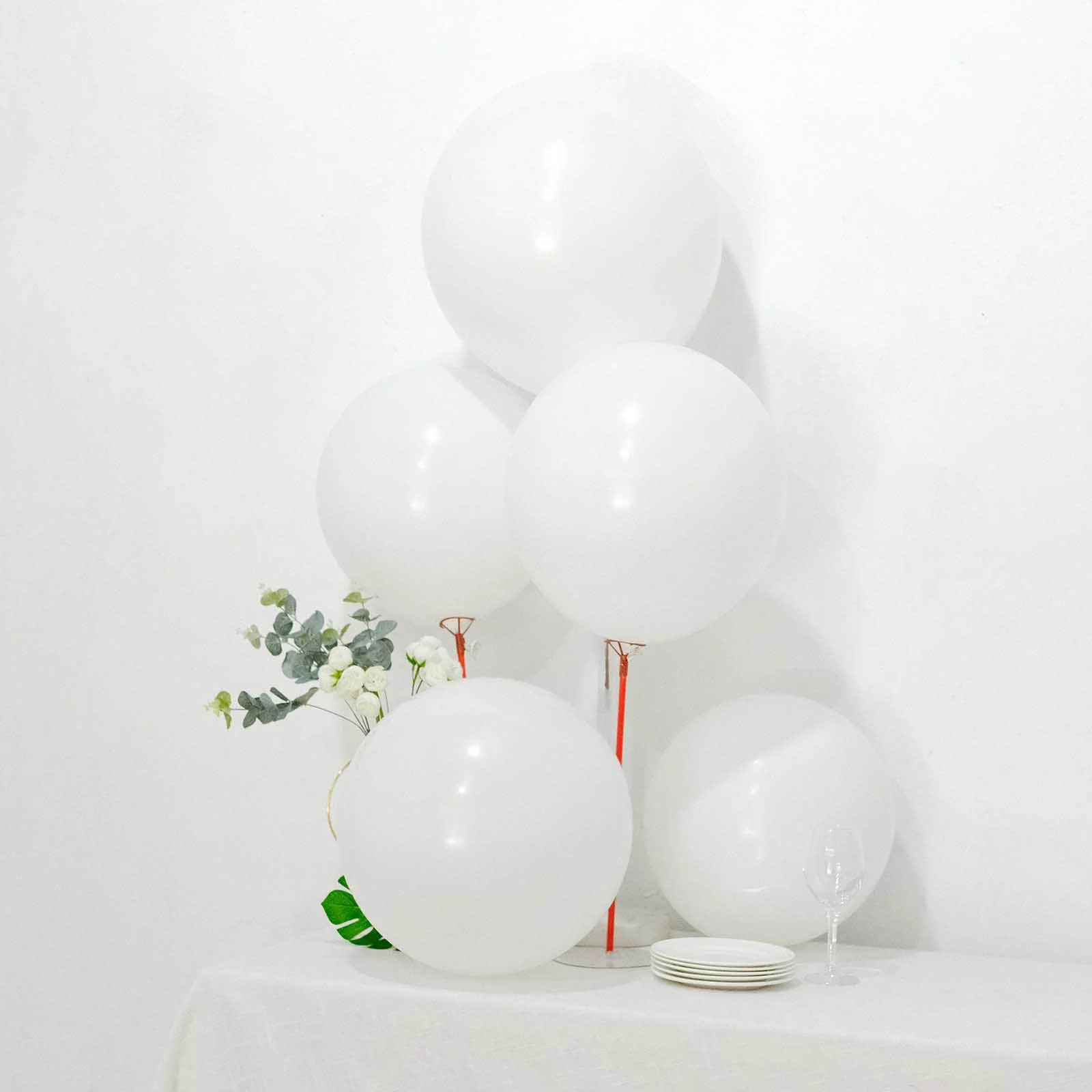 10 Pack Matte Pastel White Helium or Air Latex Party Balloons 18" - Image 13