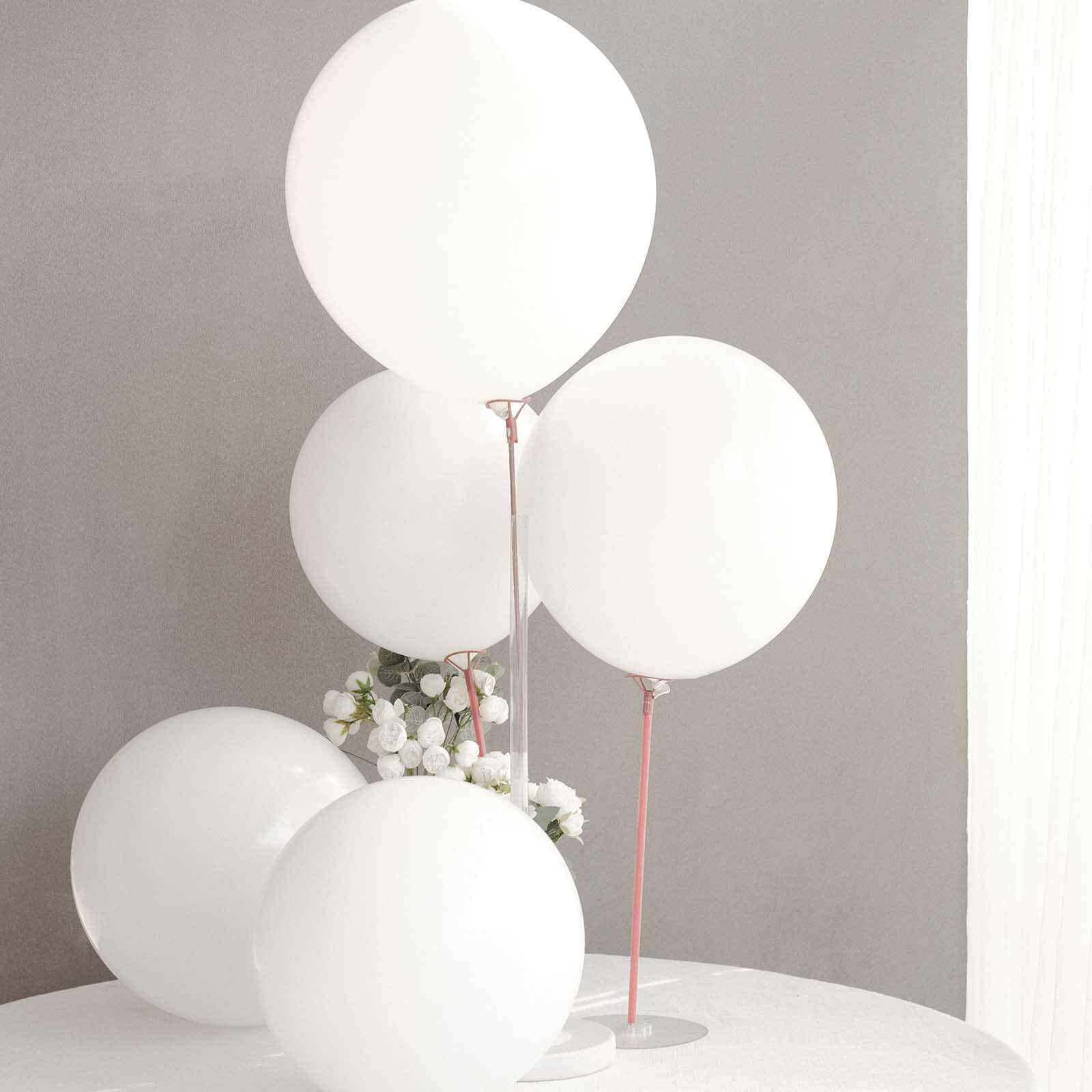 10 Pack Matte Pastel White Helium or Air Latex Party Balloons 18" - Image 2