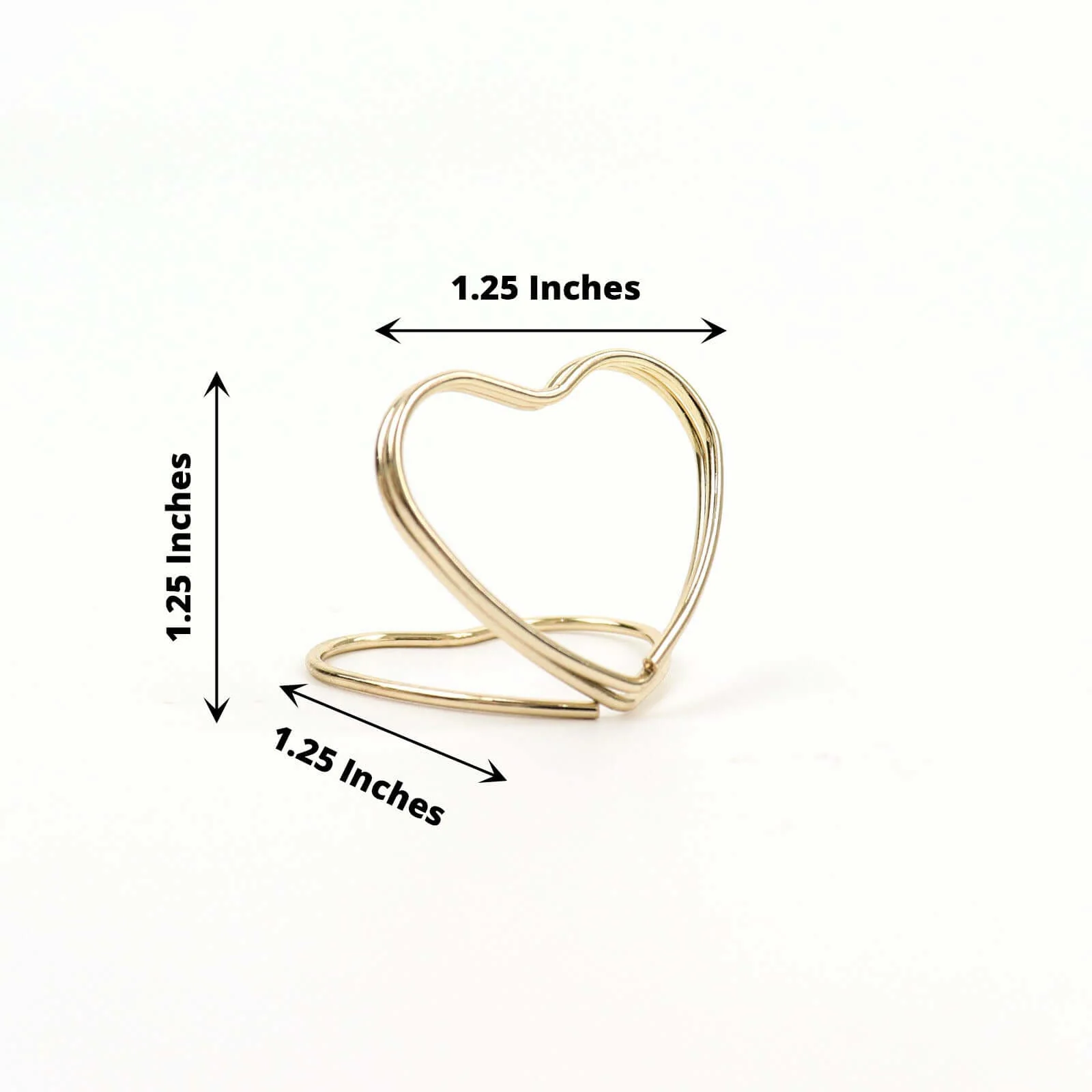 10-Pack Metal Card Holder Stands 1" Double Heart Design Gold - Table Number Stands and Wedding Place Card Menu Clips - Image 3
