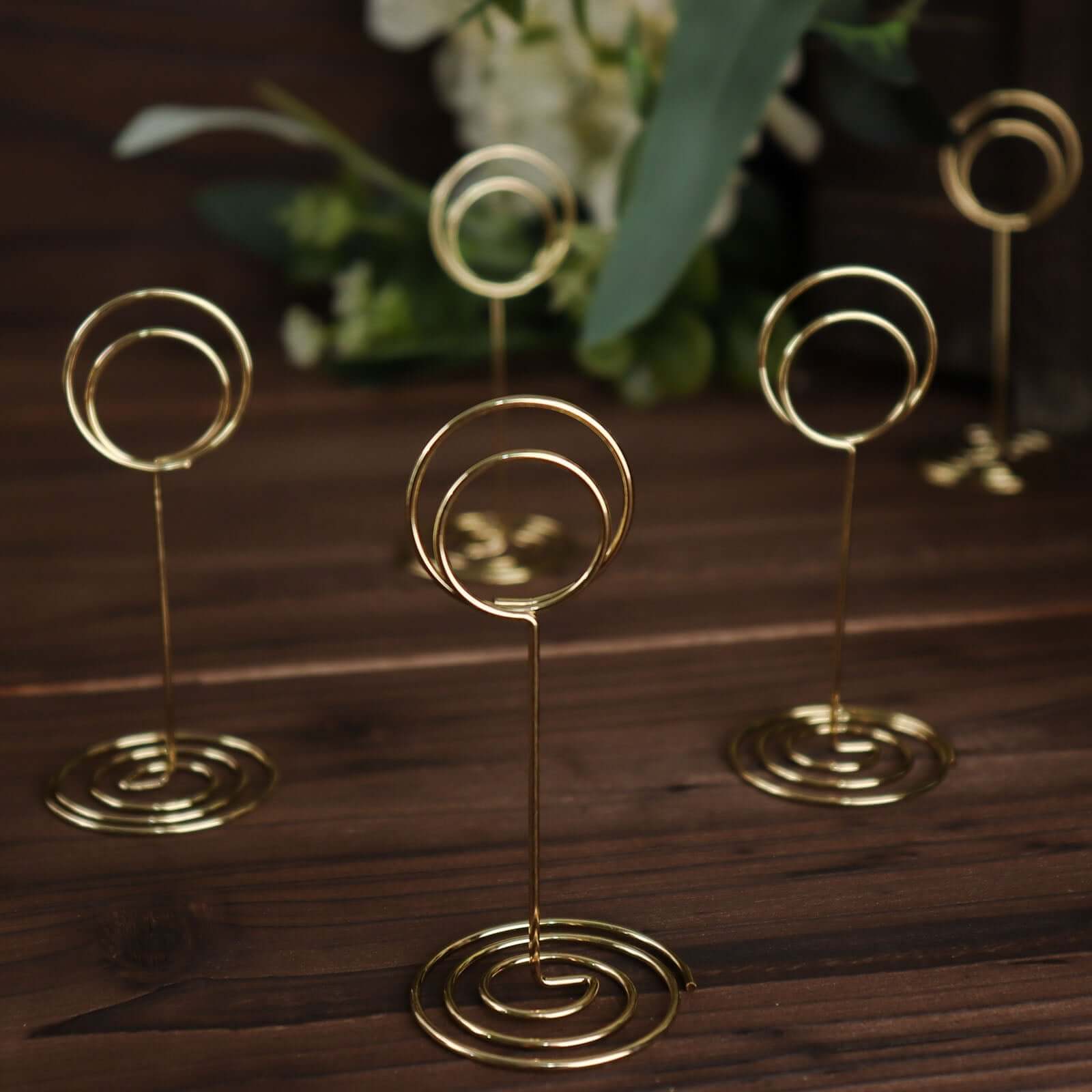 10-Pack Metal Card Holder Stands 3.5" Mini Circle Hoop Design Gold - Table Number Stands and Wedding Place Card Menu Clips - Image 2