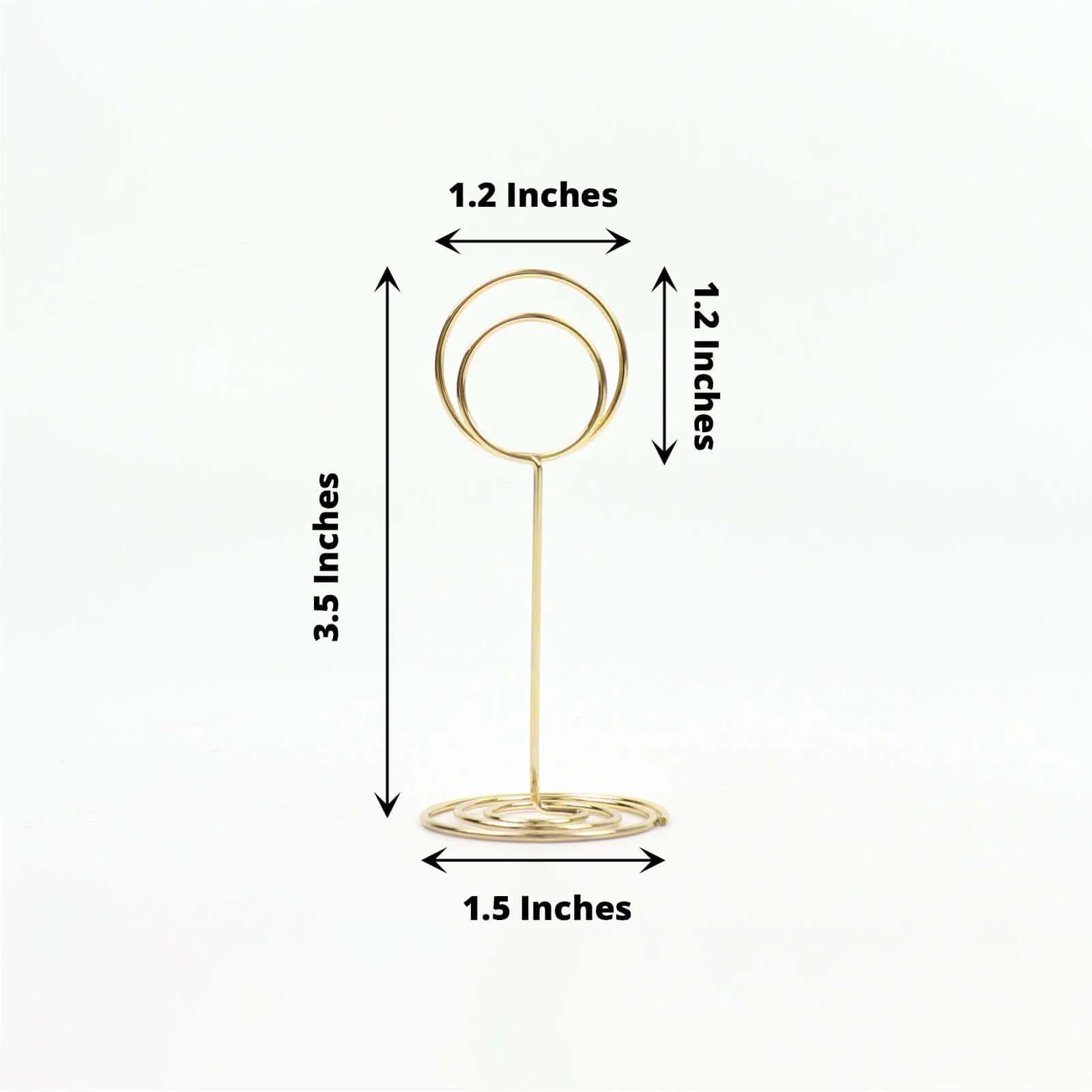 10-Pack Metal Card Holder Stands 3.5" Mini Circle Hoop Design Gold - Table Number Stands and Wedding Place Card Menu Clips - Image 3