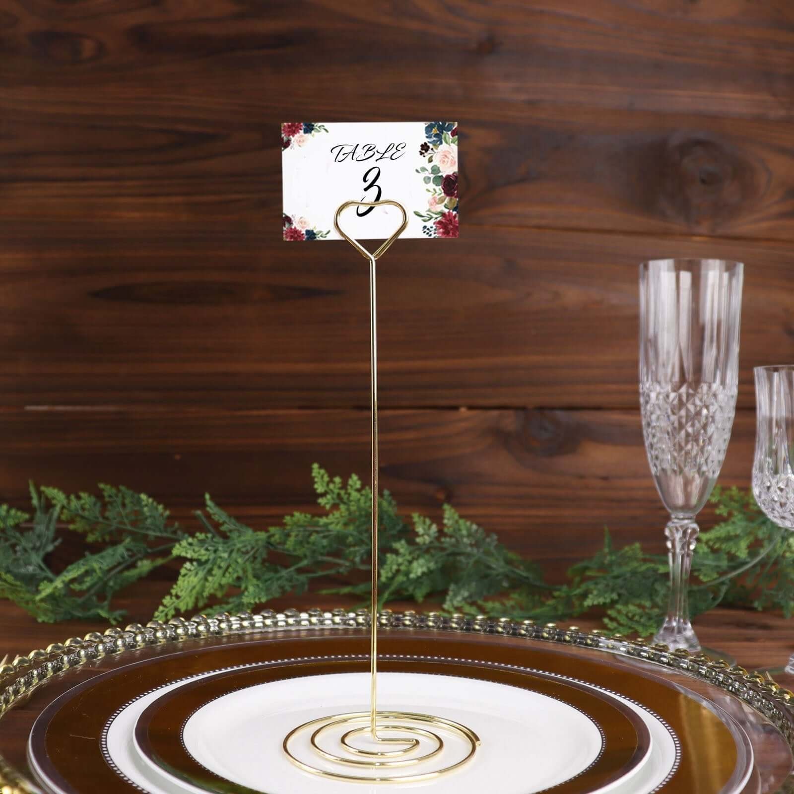 10-Pack Metal Card Holder Stands 8" Heart Design Gold - Table Number Stands and Wedding Place Card Menu Clips - Image 2