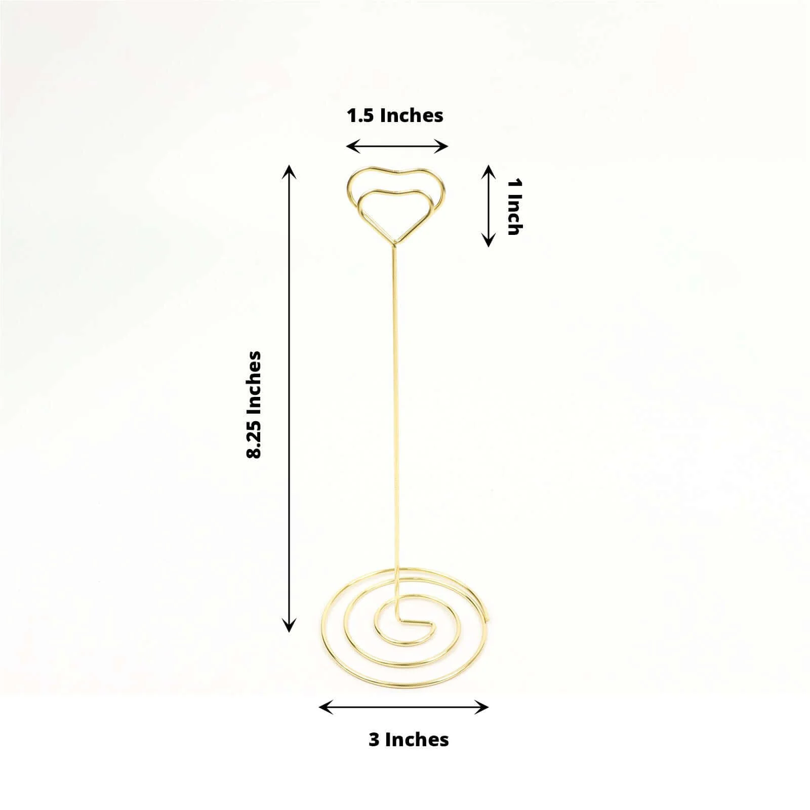 10-Pack Metal Card Holder Stands 8" Heart Design Gold - Table Number Stands and Wedding Place Card Menu Clips - Image 3