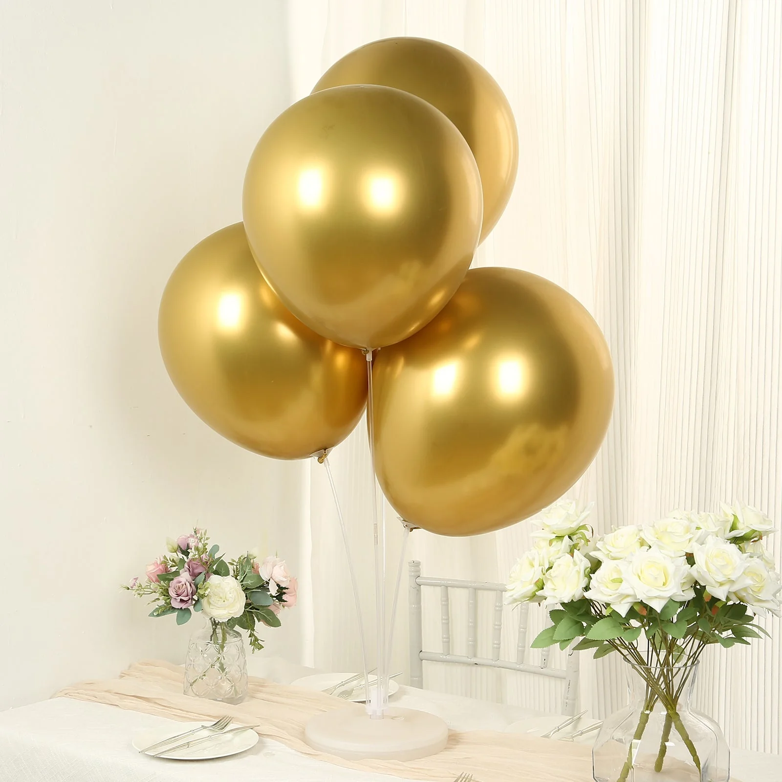 10 Pack Metallic Gold Biodegradable Balloons, Thick Chrome Latex Party Balloons - 18" - Image 4