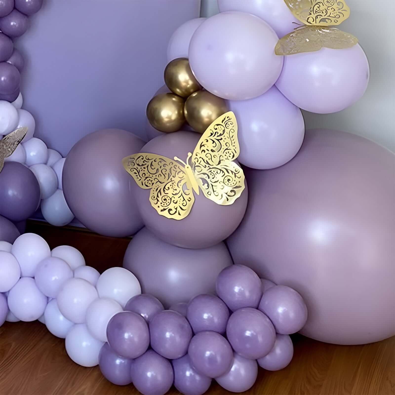 10 Pack Metallic Gold Foil Jumbo 3D Butterfly Wall Stickers, Disposable Paper Charger Placemats - 14"x20"