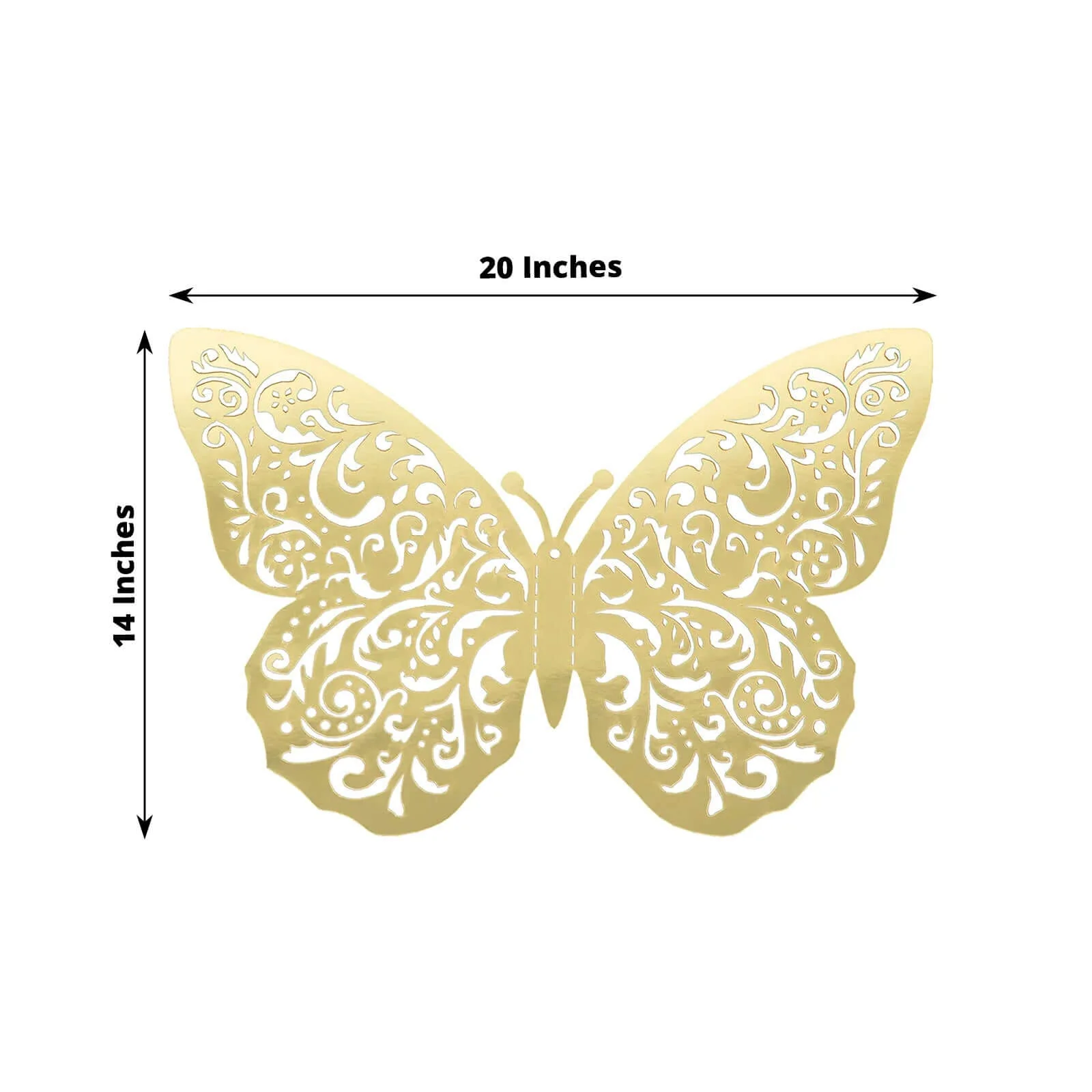 10 Pack Metallic Gold Foil Jumbo 3D Butterfly Wall Stickers, Disposable Paper Charger Placemats - 14"x20" - Image 3