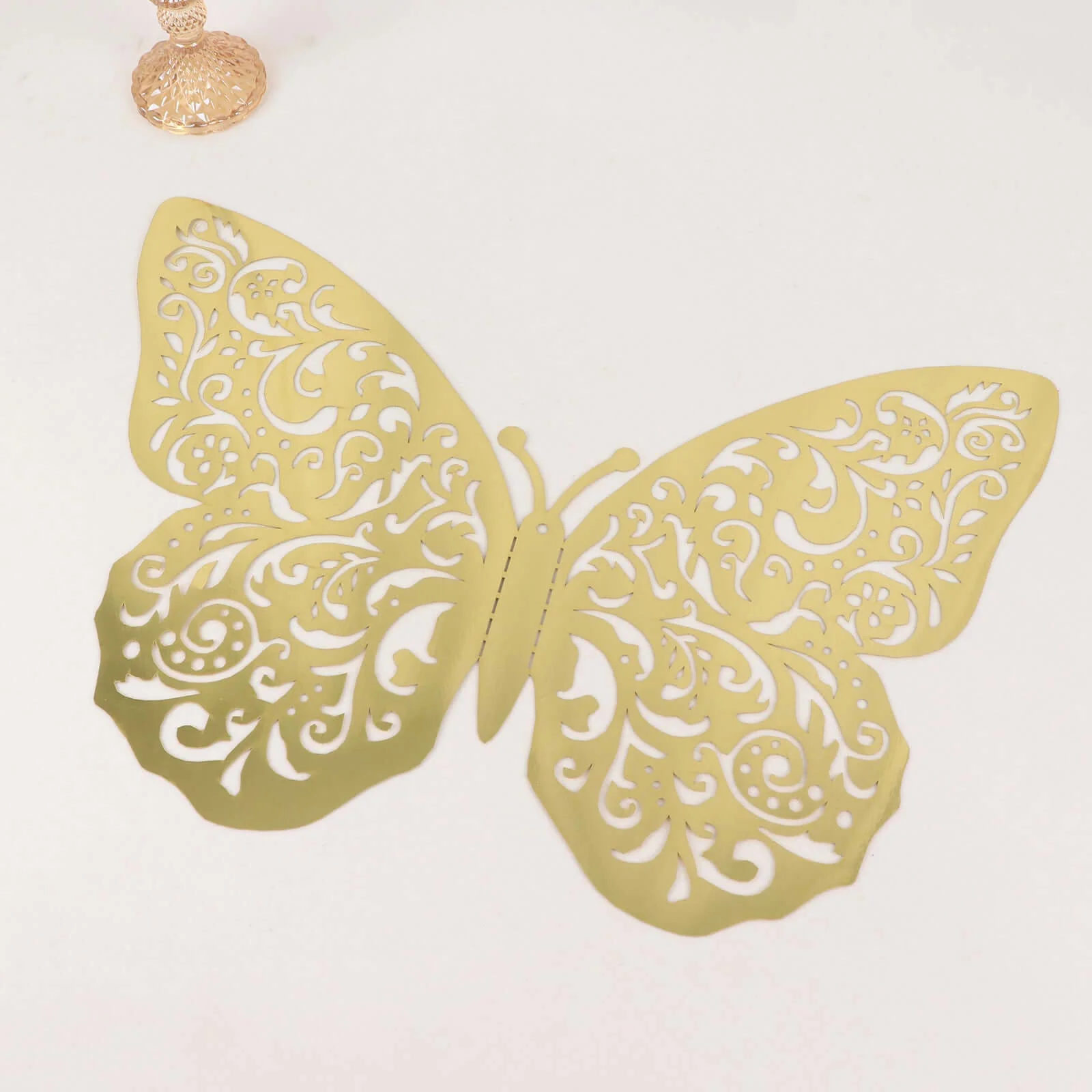 10 Pack Metallic Gold Foil Jumbo 3D Butterfly Wall Stickers, Disposable Paper Charger Placemats - 14"x20" - Image 4