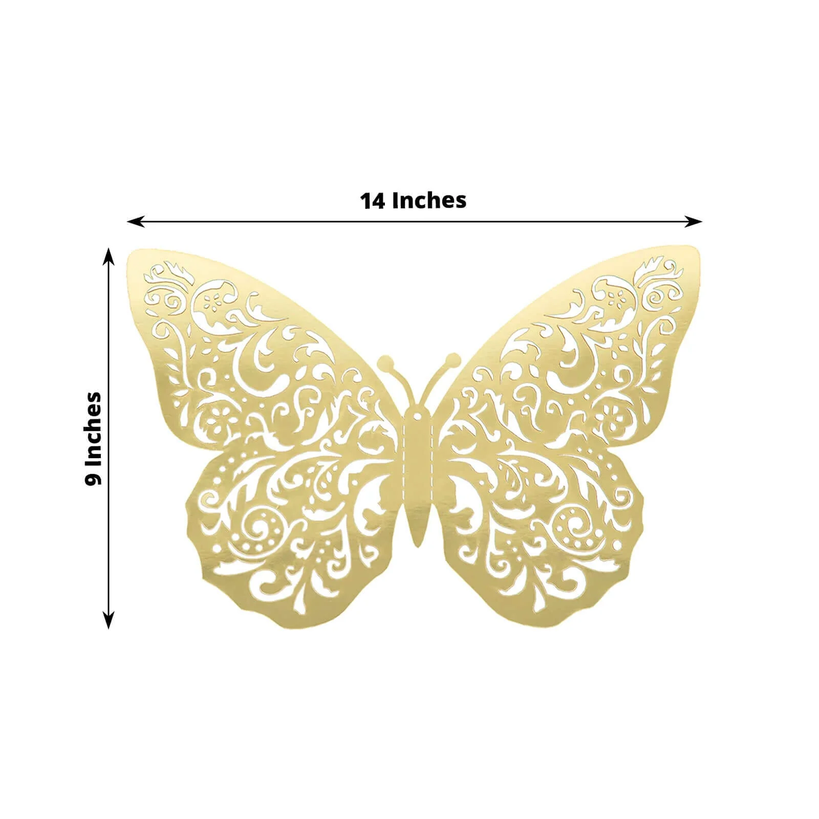 10 Pack Metallic Gold Foil Large 3D Butterfly Wall Stickers, Butterfly Paper Charger Placemat - 9"x14" - Image 3