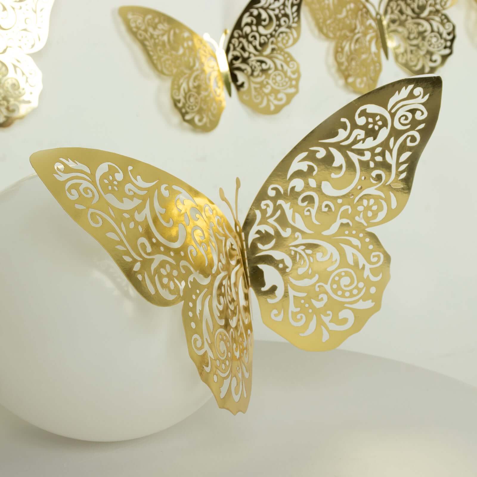 10 Pack Metallic Gold Foil Large 3D Butterfly Wall Stickers, Butterfly Paper Charger Placemat - 9"x14" - Image 4