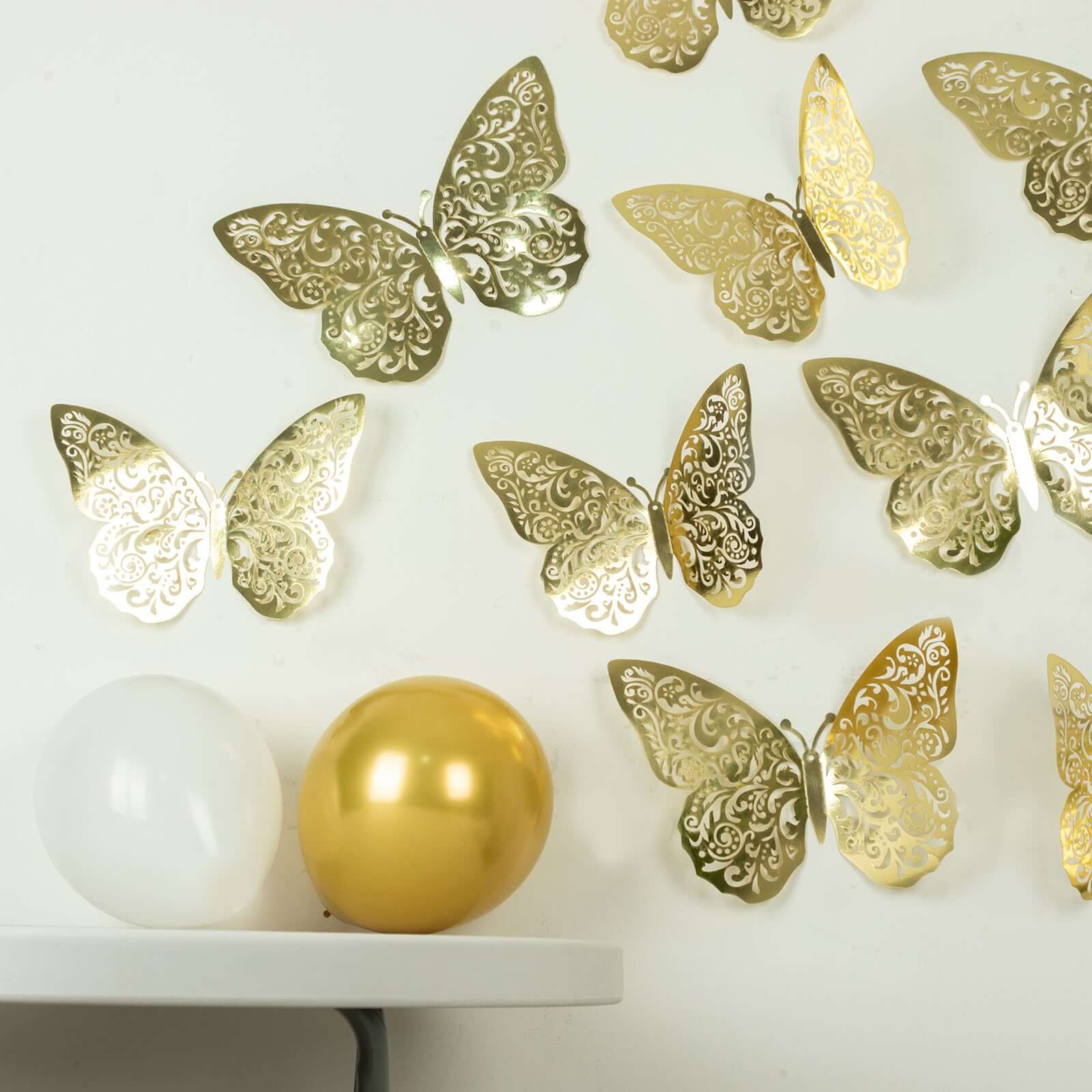 10 Pack Metallic Gold Foil Large 3D Butterfly Wall Stickers, Butterfly Paper Charger Placemat - 9"x14" - Image 5