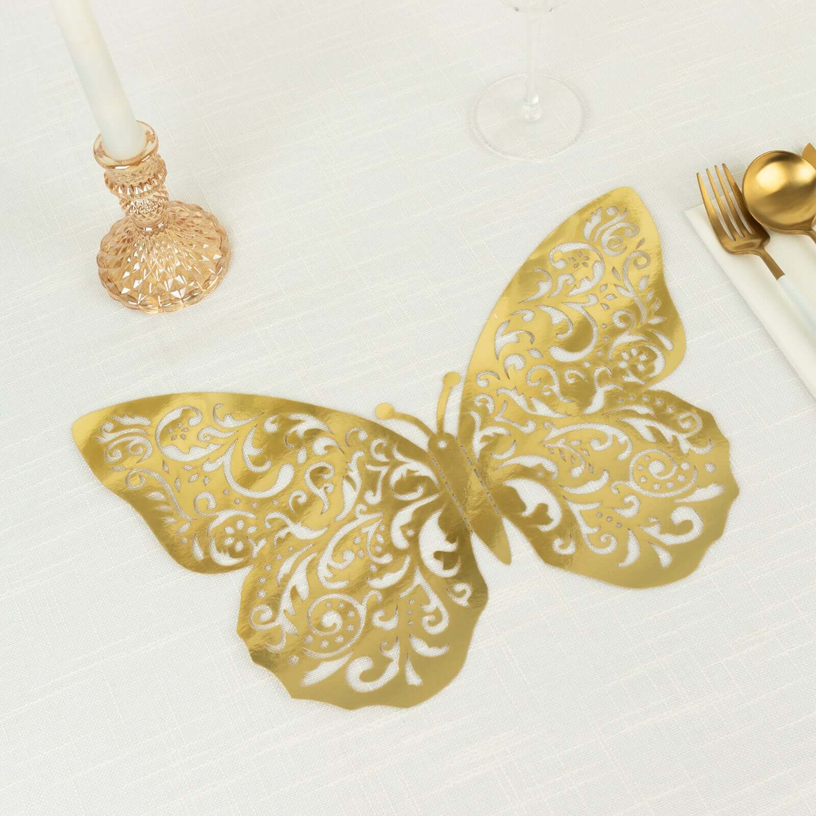 10 Pack Metallic Gold Foil Large 3D Butterfly Wall Stickers, Butterfly Paper Charger Placemat - 9"x14" - Image 8