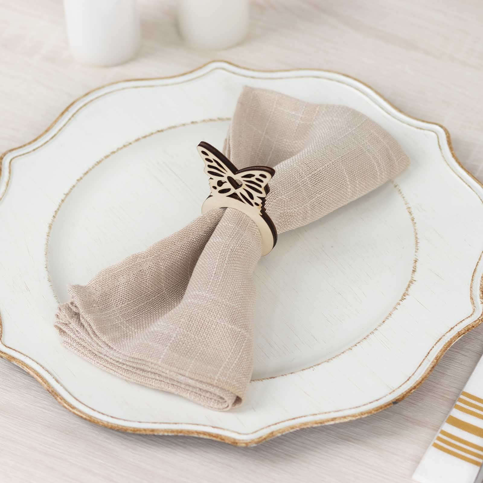 10 Pack Natural Wooden Butterfly Rustic Napkin Rings, Boho Farmhouse Napkin Holders - 3" - Image 6