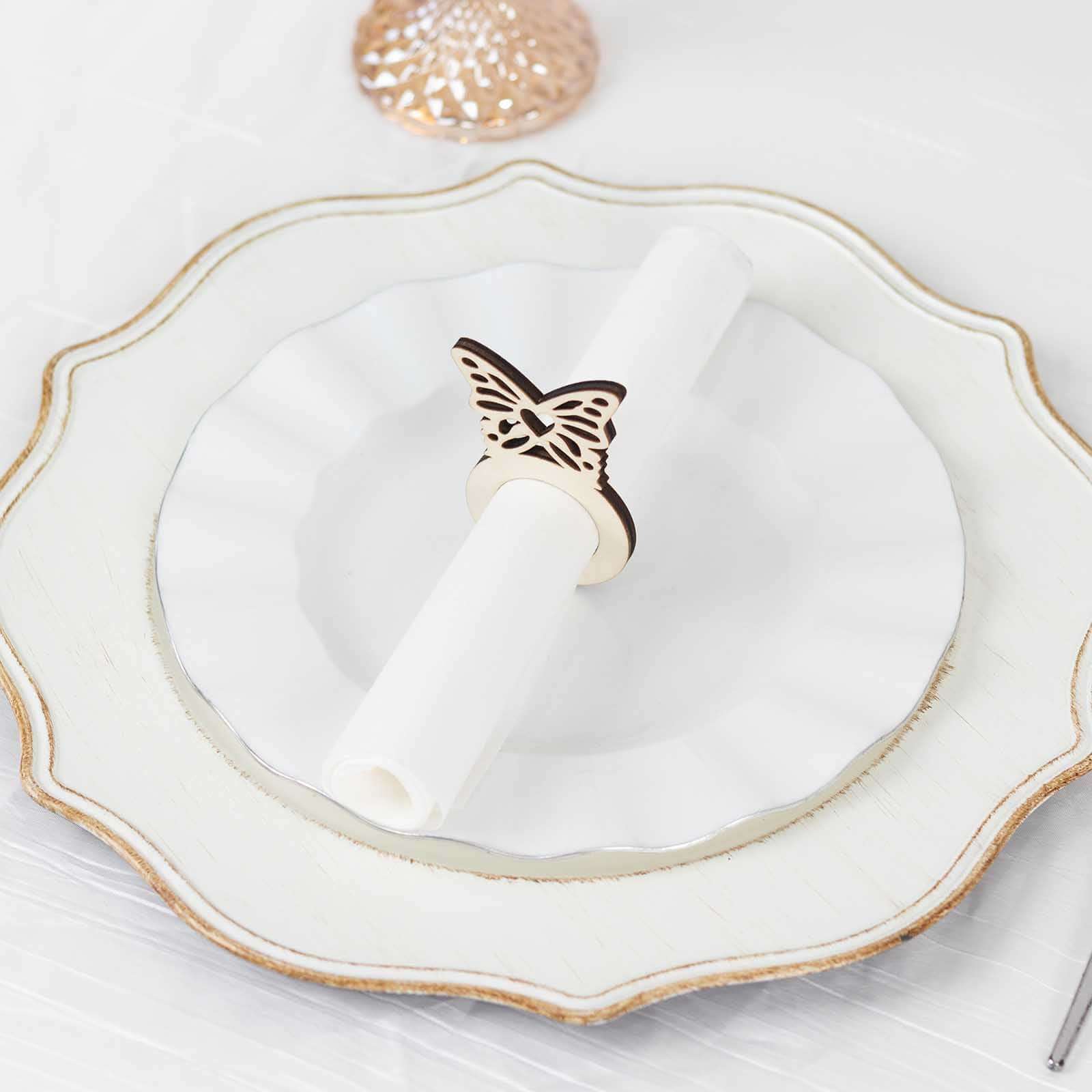10 Pack Natural Wooden Butterfly Rustic Napkin Rings, Boho Farmhouse Napkin Holders - 3" - Image 9