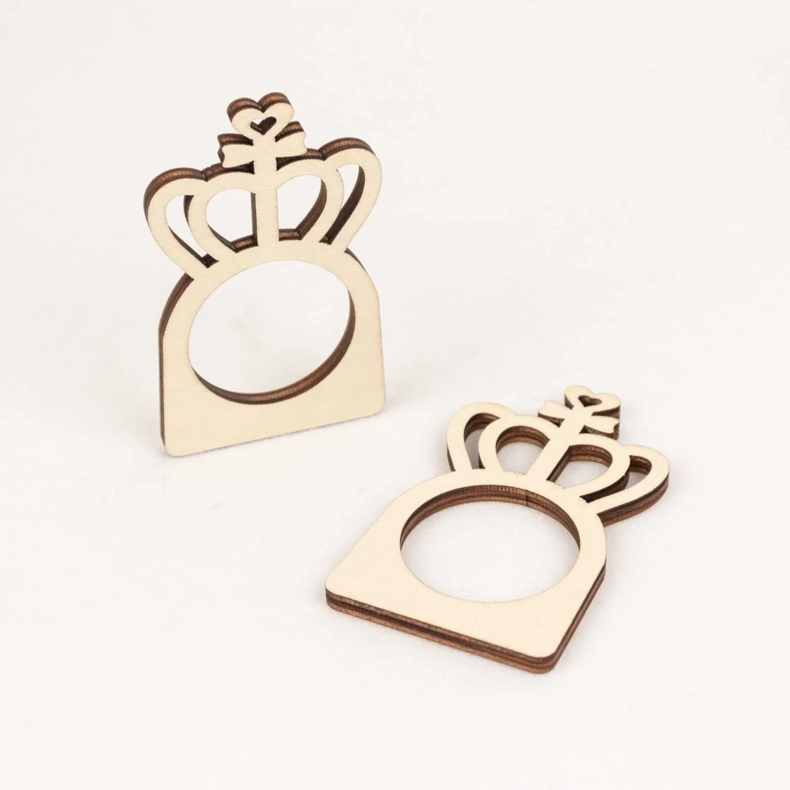 10 Pack Natural Wooden Princess Crown Rustic Napkin Rings, Boho Farmhouse Napkin Holders - 3" - Image 20