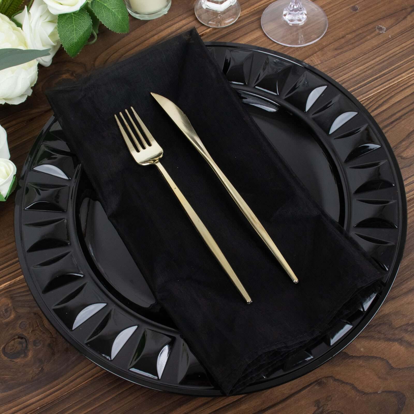10 Pack Organza Napkins 23"x23" Black - Crisp & Lightweight Sheer Dinner Napkins - Image 9