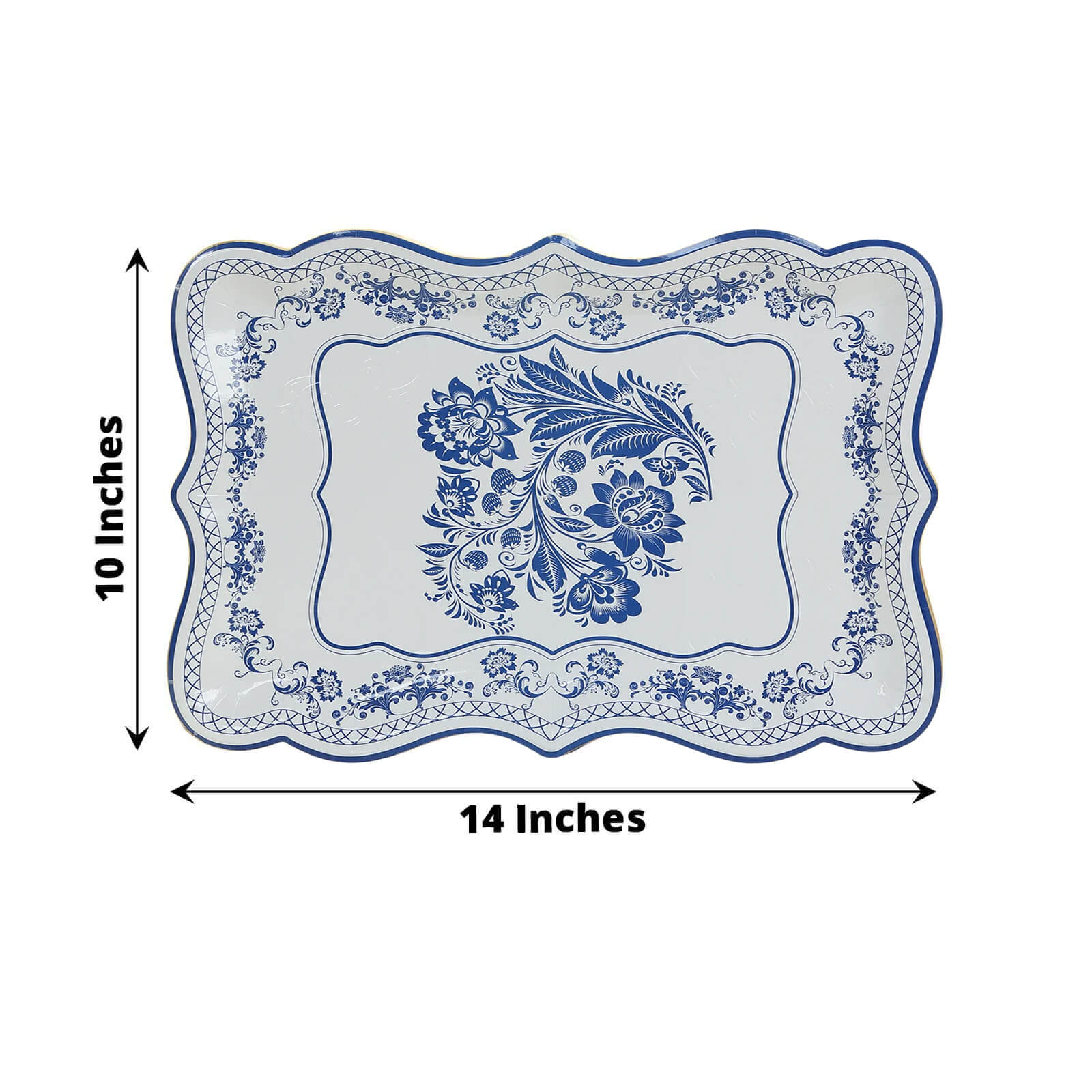 10-Pack Paper Rectangle Serving Trays 14"x10" White Royal Blue - Image 3