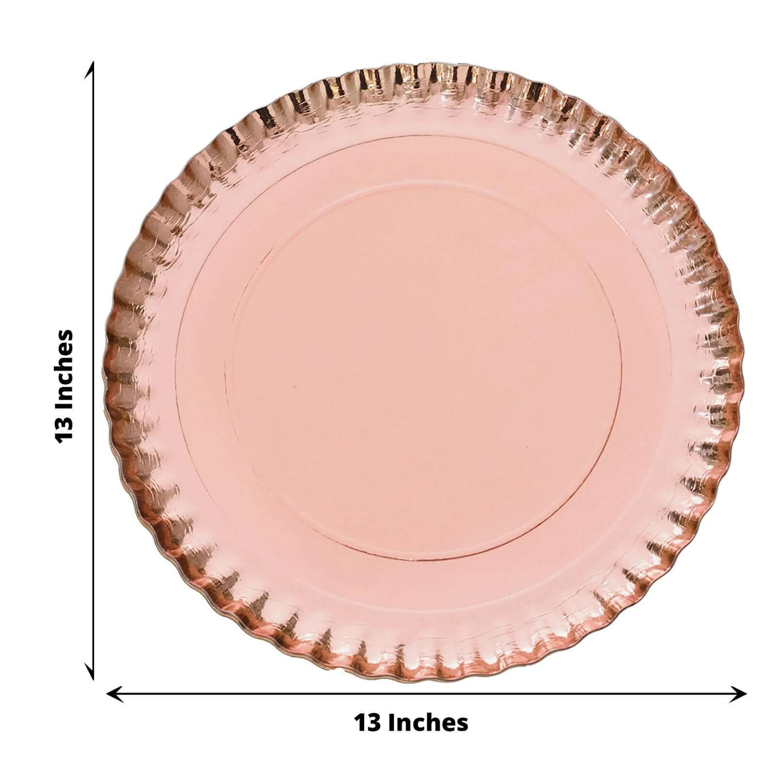 10-Pack Paper Round Charger Plates 13" Rose Gold with Scalloped Rims - 1100GSM Heavy Duty Disposable Serving Trays for Upscale Dinners & Celebrations - Image 3