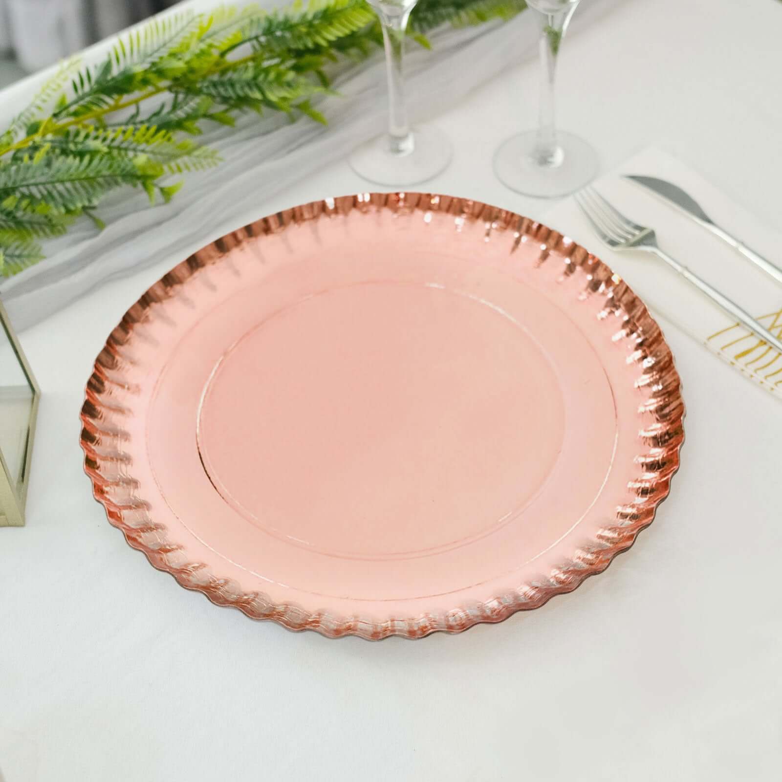 10-Pack Paper Round Charger Plates 13" Rose Gold with Scalloped Rims - 1100GSM Heavy Duty Disposable Serving Trays for Upscale Dinners & Celebrations - Image 8