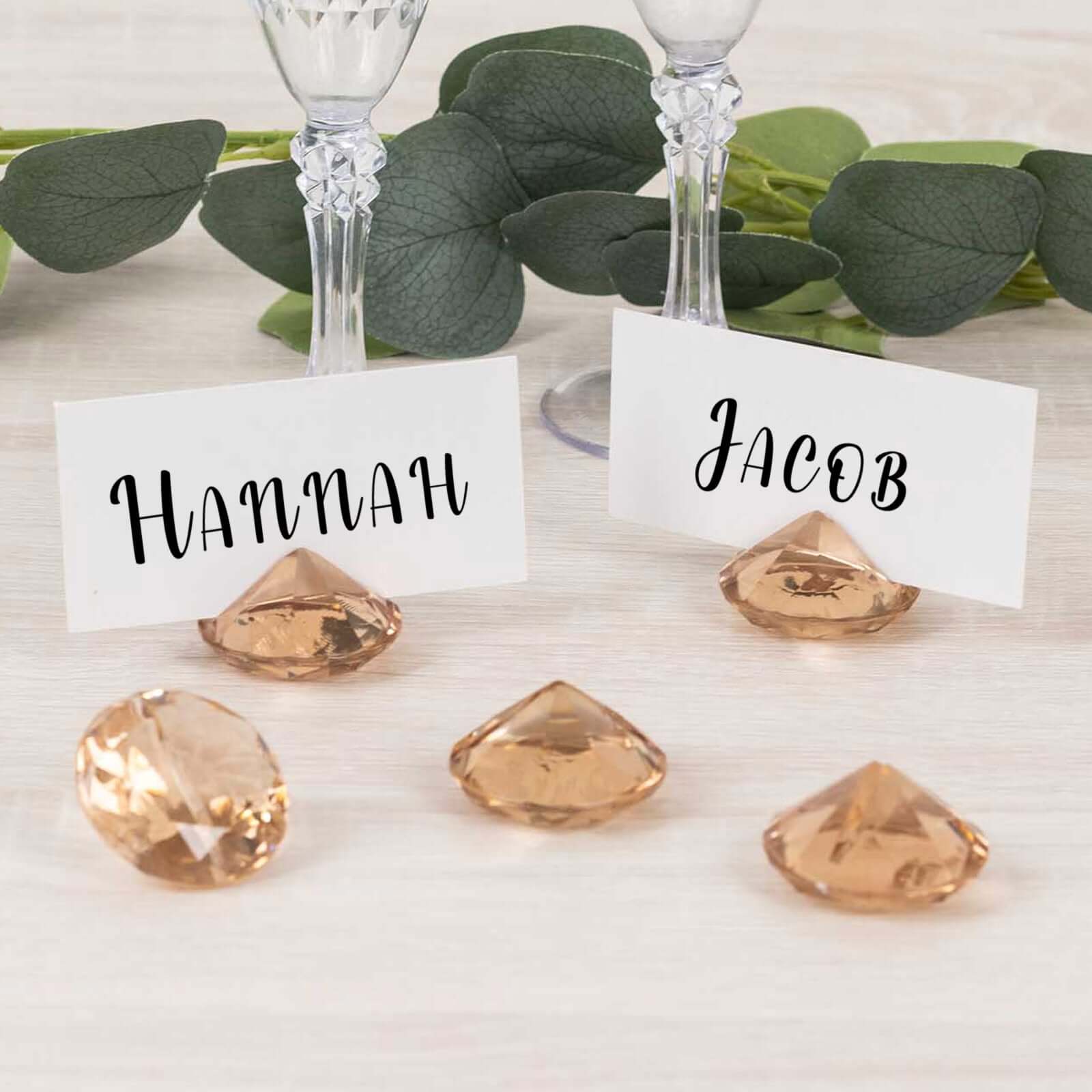 10-Pack Plastic Card Holder Stands 1.75" Diamond Shaped Design Amber Crystal - Wedding Table Place Card Decorations - Image 4