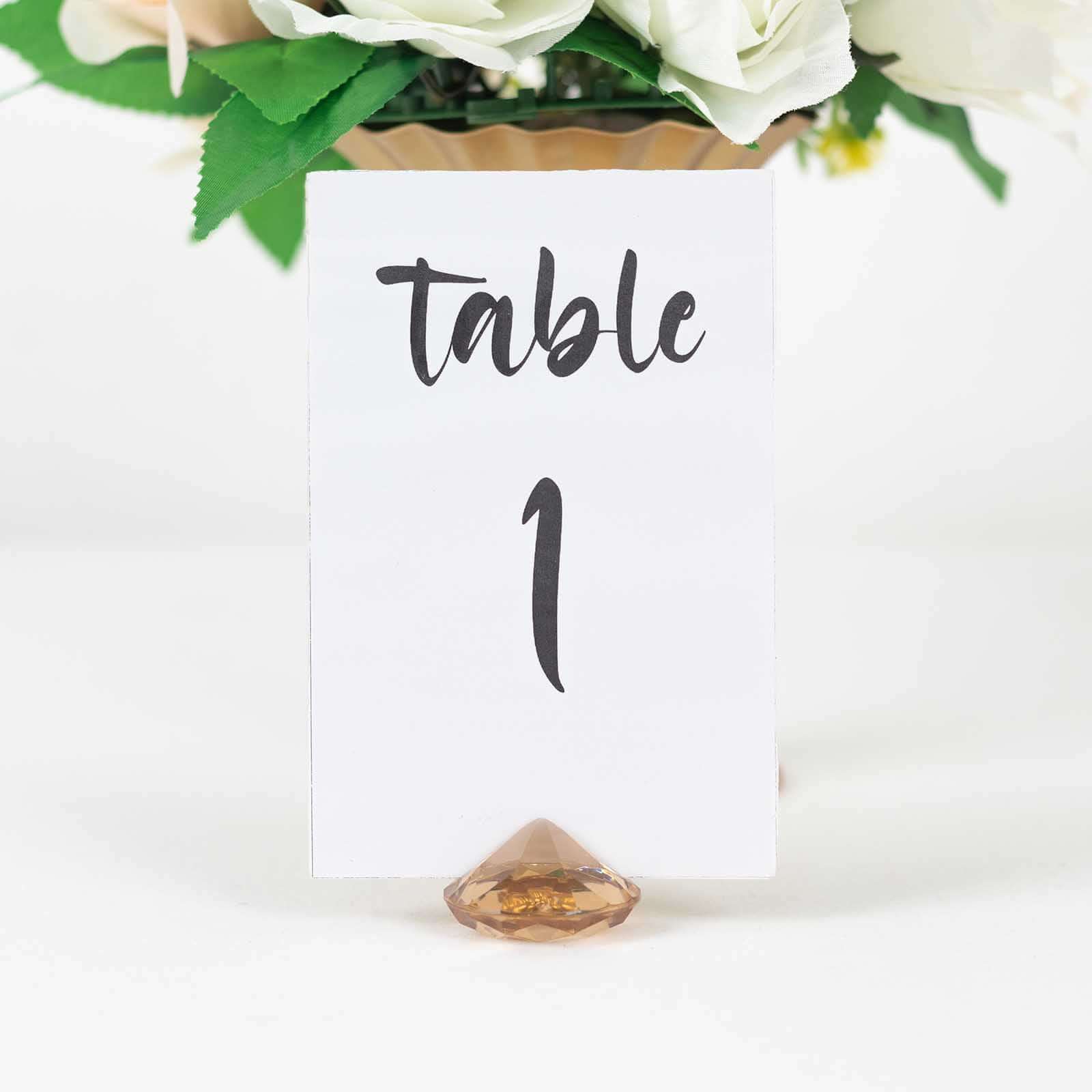 10-Pack Plastic Card Holder Stands 1.75" Diamond Shaped Design Amber Crystal - Wedding Table Place Card Decorations - Image 5
