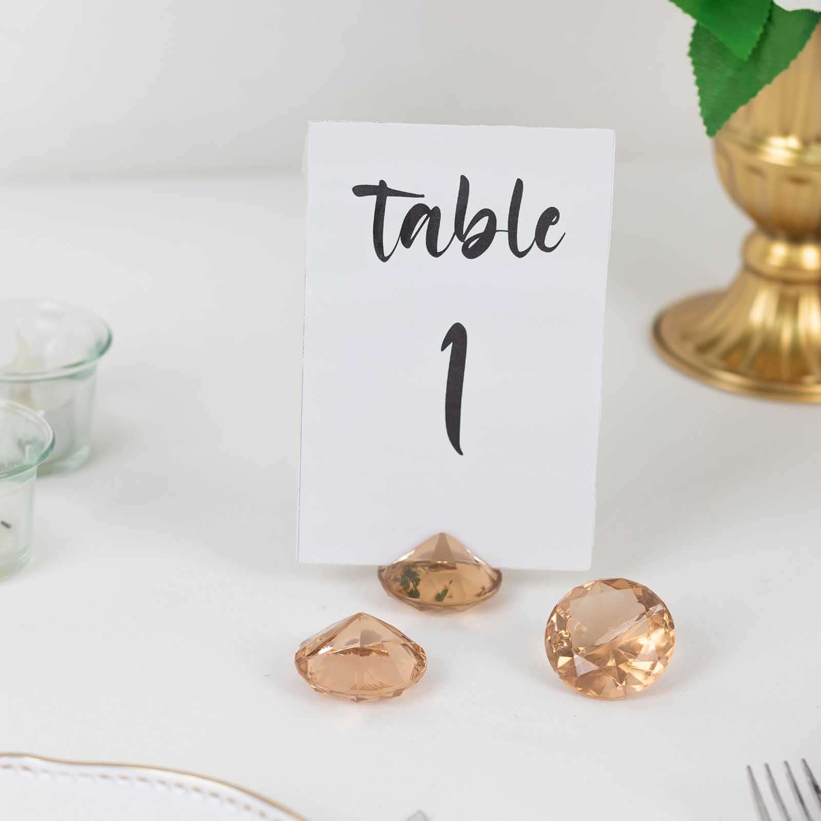10-Pack Plastic Card Holder Stands 1.75" Diamond Shaped Design Amber Crystal - Wedding Table Place Card Decorations - Image 8