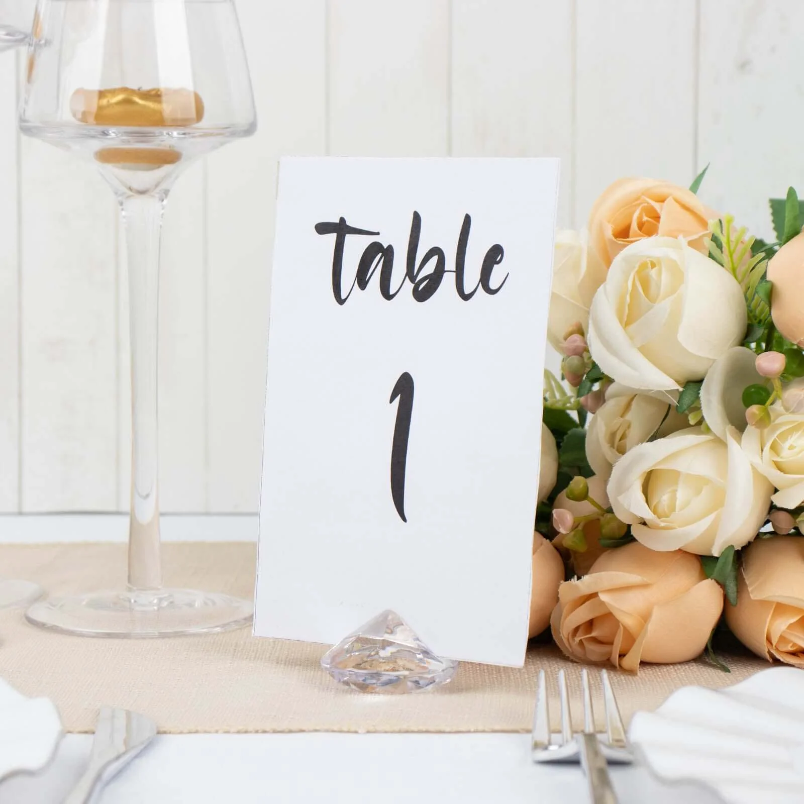 10-Pack Plastic Card Holder Stands 1.75" Diamond Shaped Design Clear Crystal - Wedding Table Place Card Decorations - Image 8