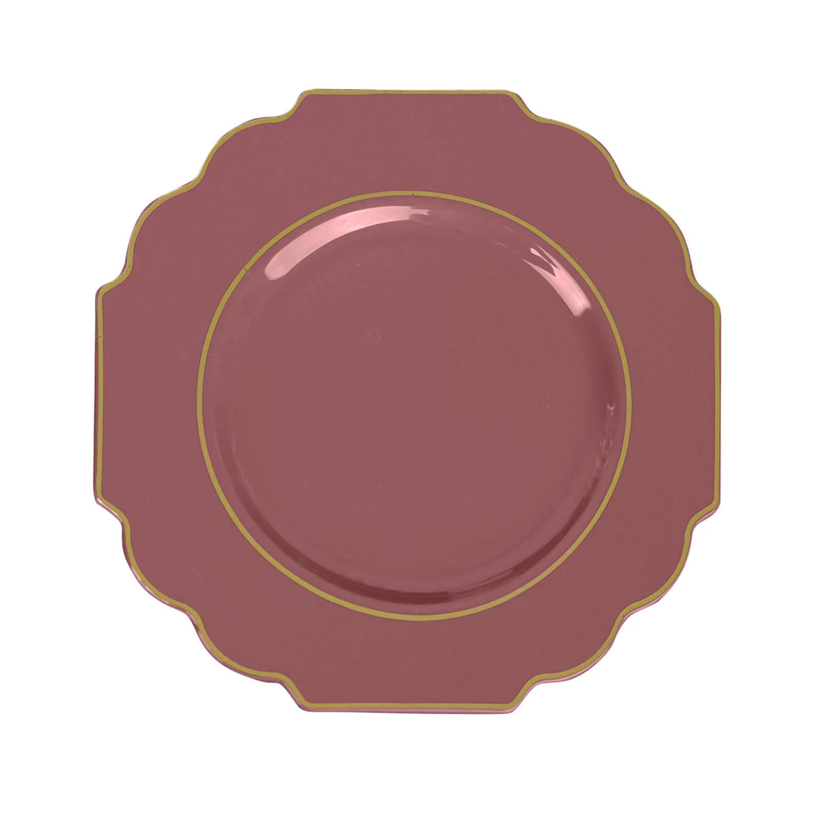 10-Pack Plastic Dessert Appetizer Plates 8" Cinnamon Rose Baroque Design with Scalloped Gold Rim - Heavy Duty Disposable Salad Plates - Image 7