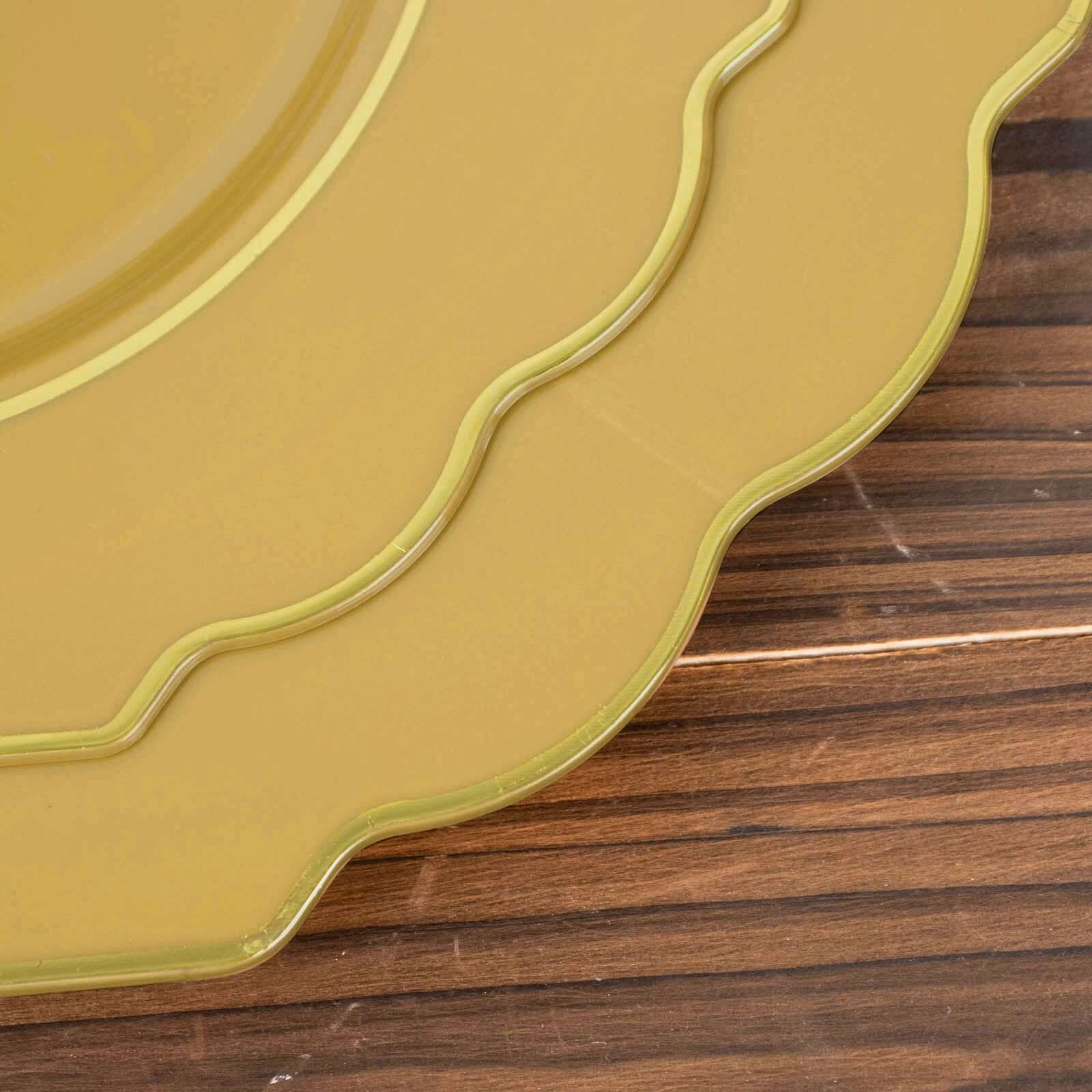 10-Pack Plastic Dessert Appetizer Plates 8" Gold Baroque Design with Scalloped Gold Rim - Heavy Duty Disposable Salad Plates - Image 14