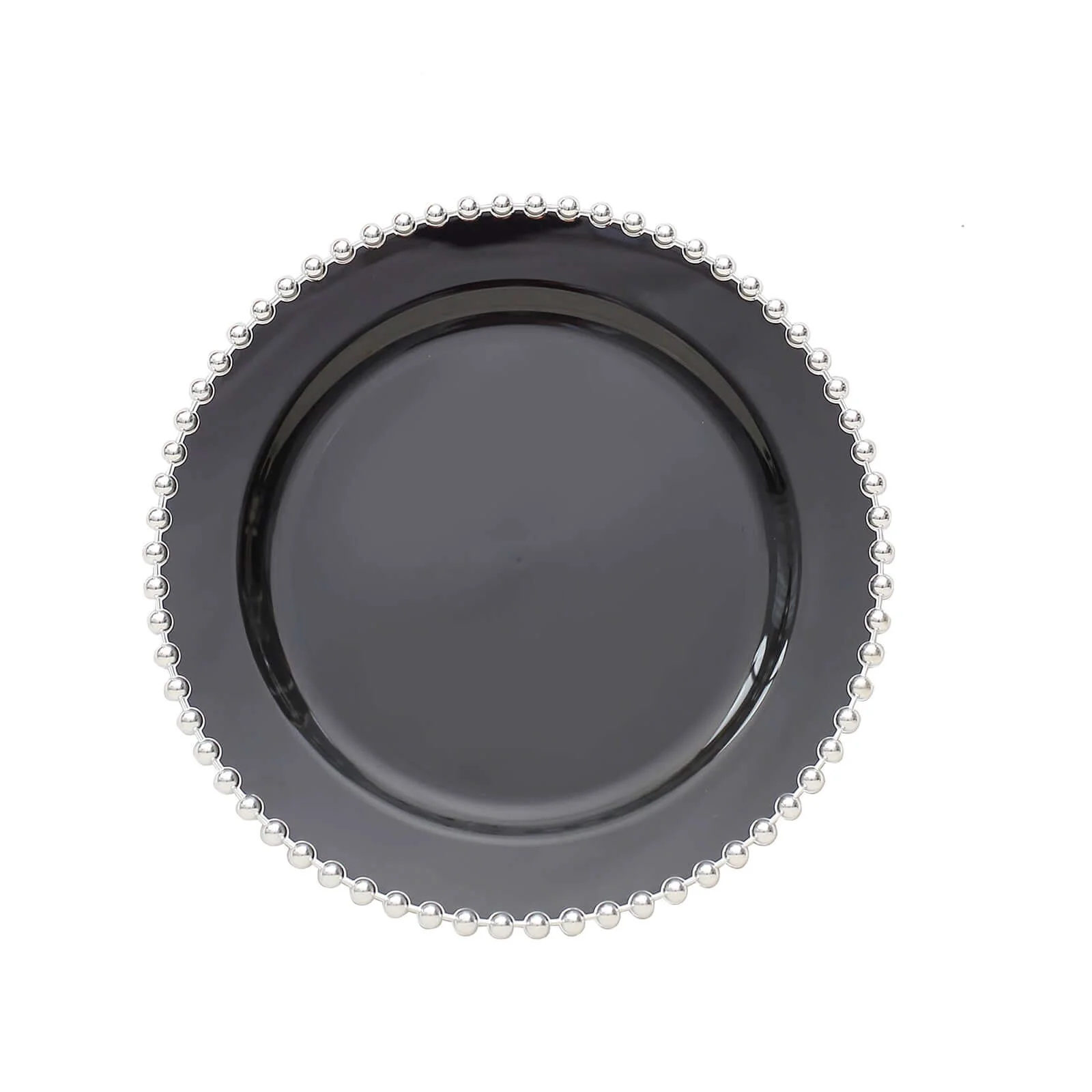 10 Pack Plastic Dessert Appetizer Plates in Black with Silver Beaded Rim, Disposable Round Salad Party Plates 8" - Image 6