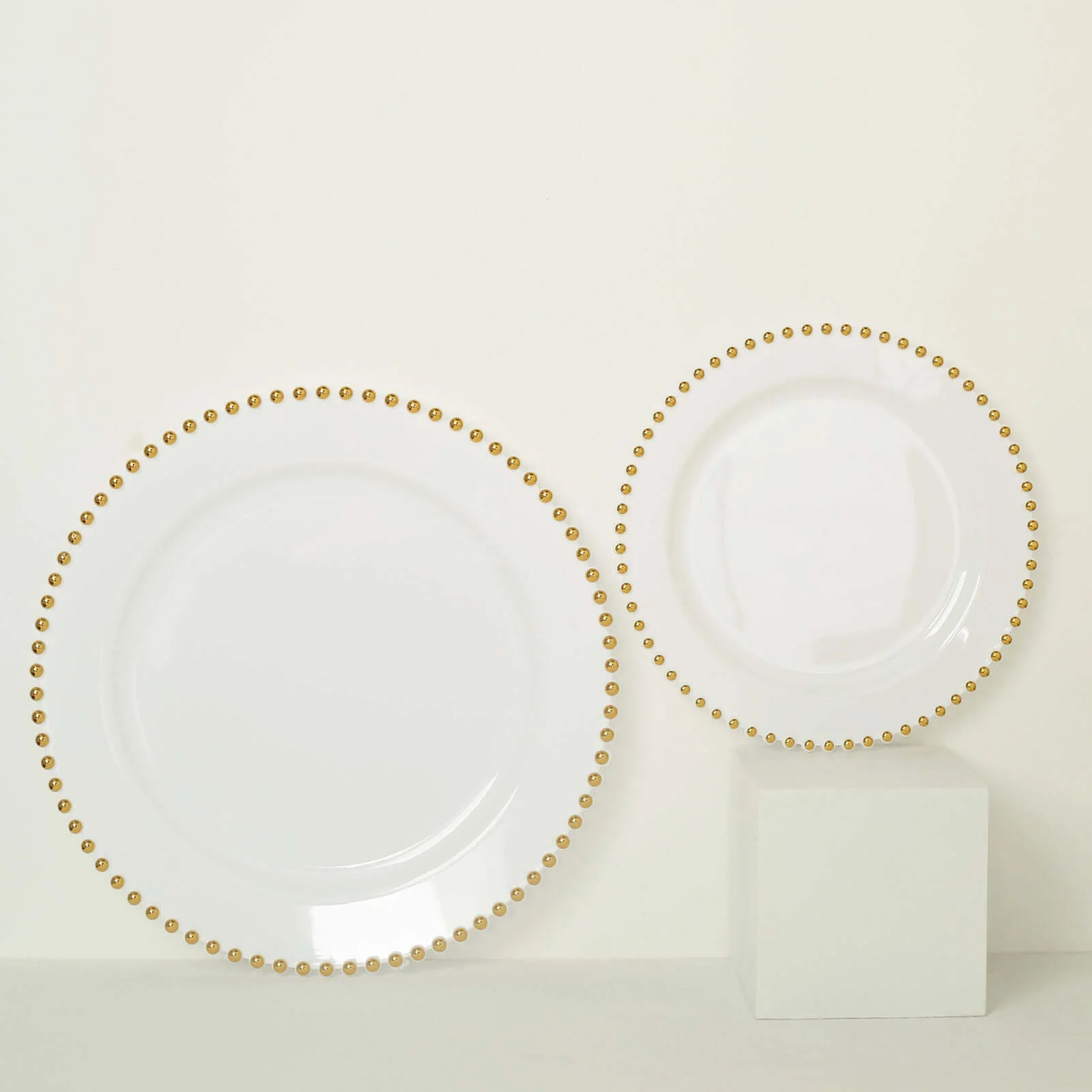 10 Pack Plastic Dessert Appetizer Plates in White with Gold Beaded Rim, Disposable Round Salad Party Plates 8" - Image 7