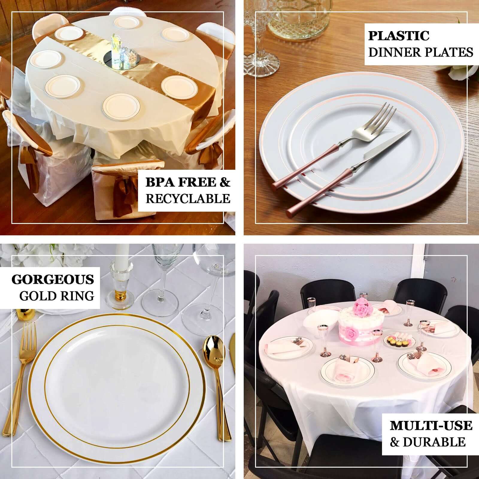 10-Pack Plastic Dessert Plates 6" Ivory with Très Chic Gold Rim - Perfect Disposable Salad Plates - Image 4