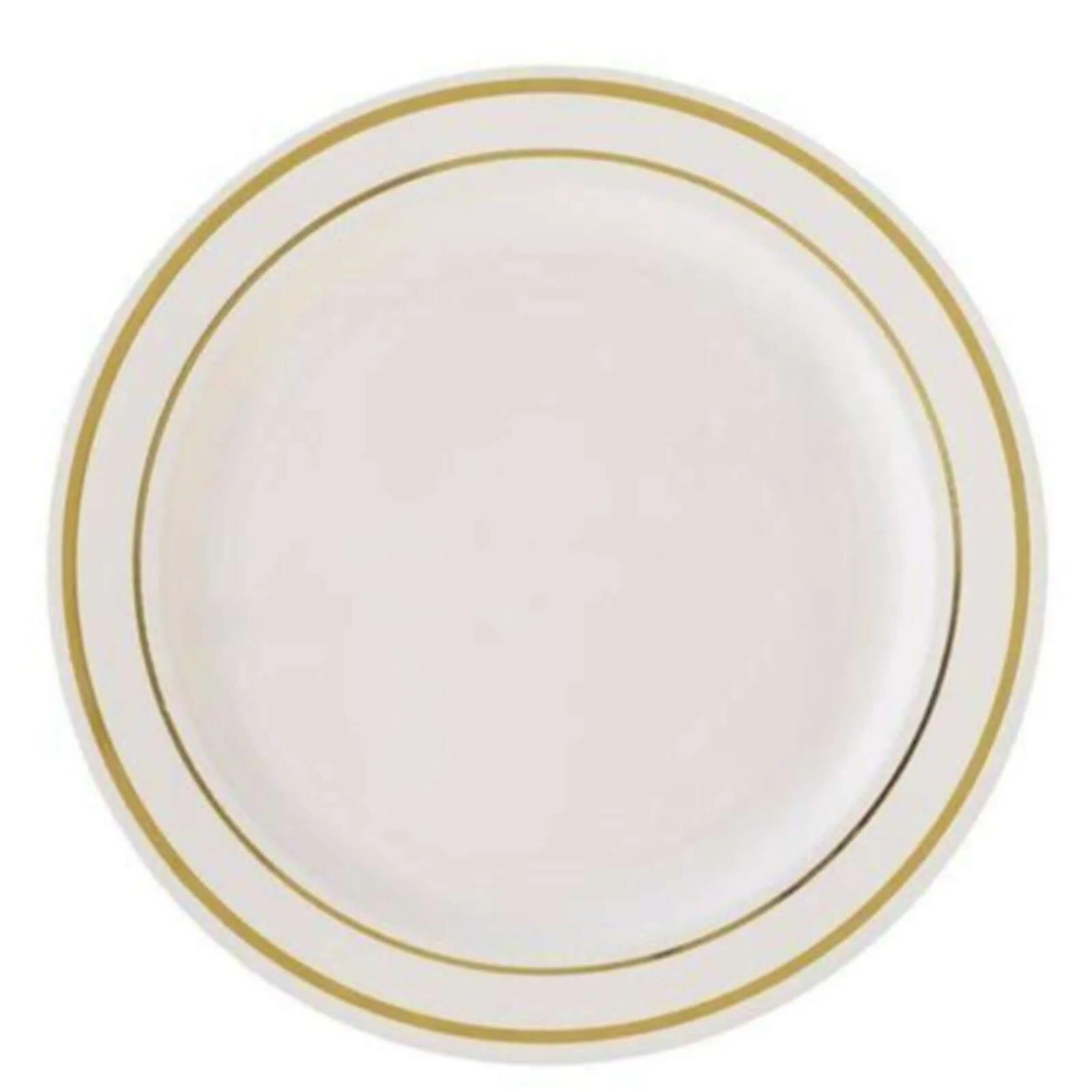 10-Pack Plastic Dessert Plates 6" Ivory with Très Chic Gold Rim - Perfect Disposable Salad Plates - Image 8