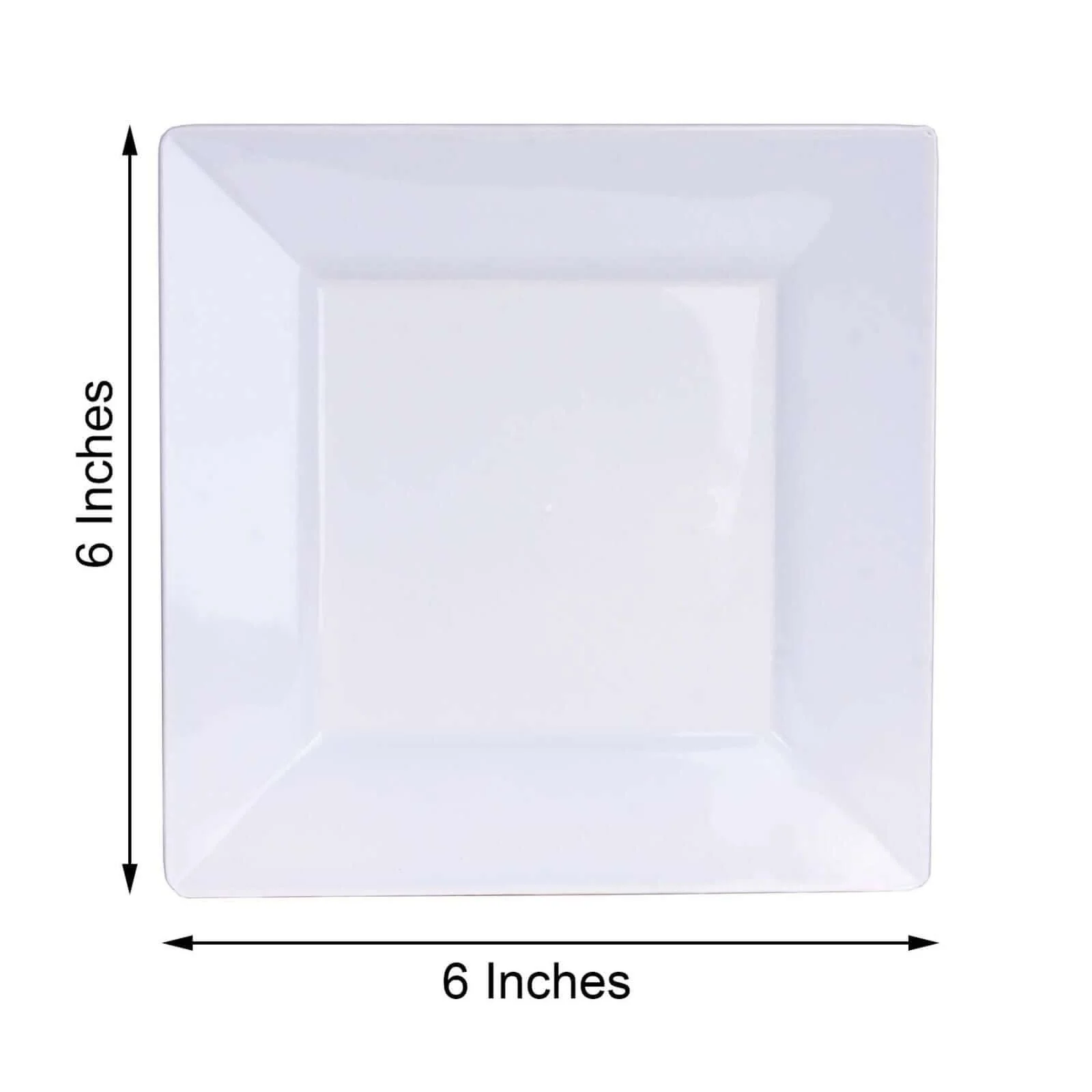 10-Pack Plastic Dessert Plates 6" Square Design with Wide Rim Glossy White - Disposable Appetizer Plates - Image 3