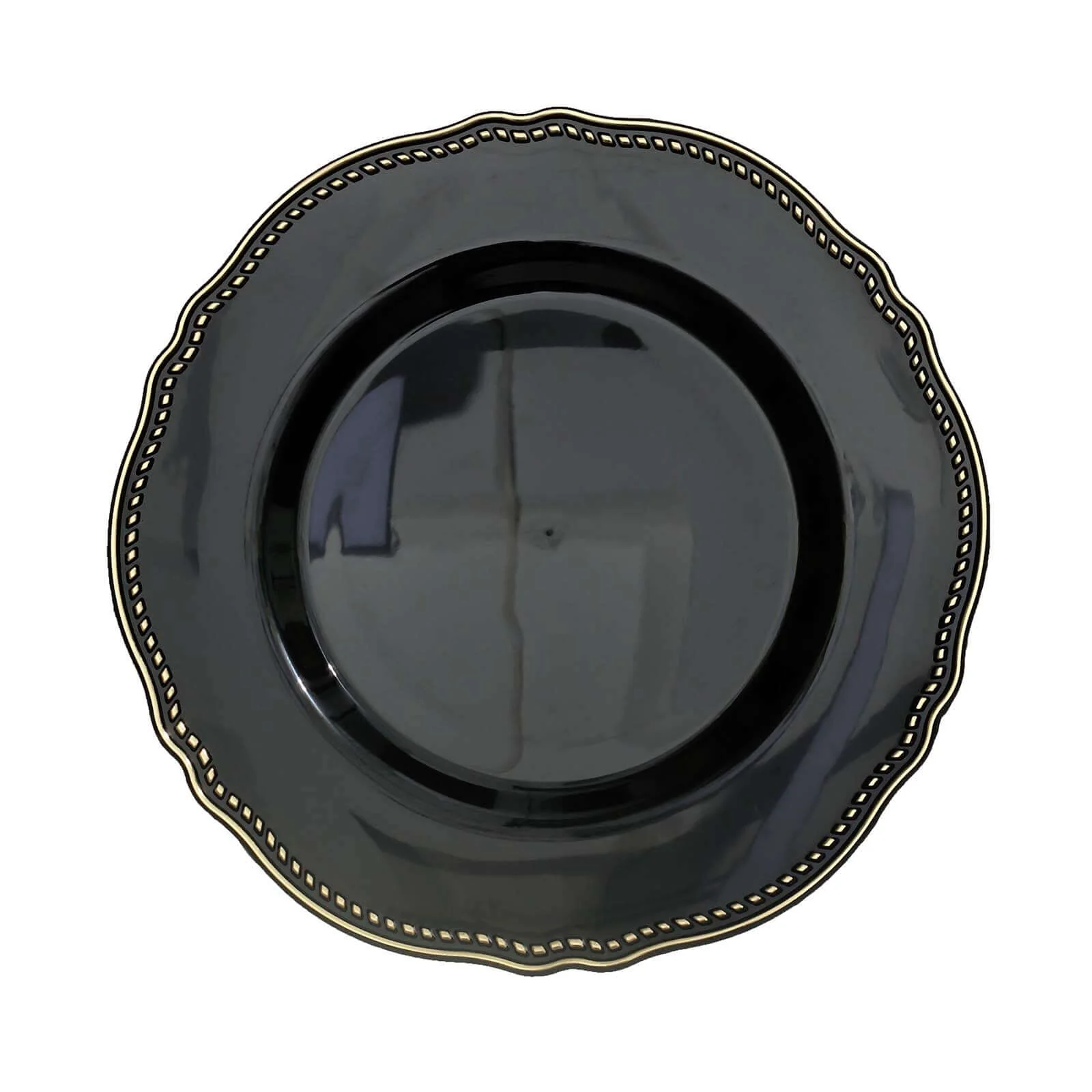 10-Pack Plastic Dinner Plates 10" Black with Gold Scalloped Rim - Large Disposable Party Plates - Image 7