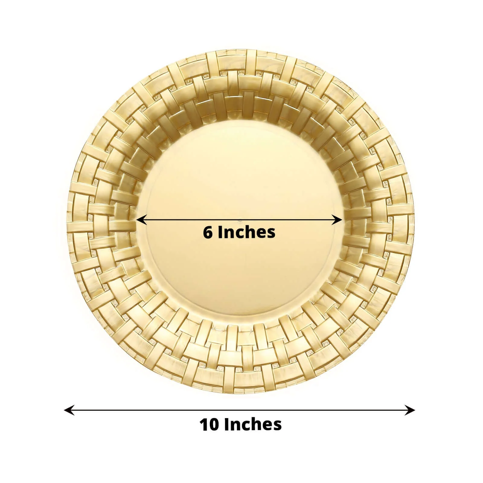 10-Pack Plastic Dinner Plates 10" Gold Basketweave Rim - Premium Disposable Party Plates - Image 3
