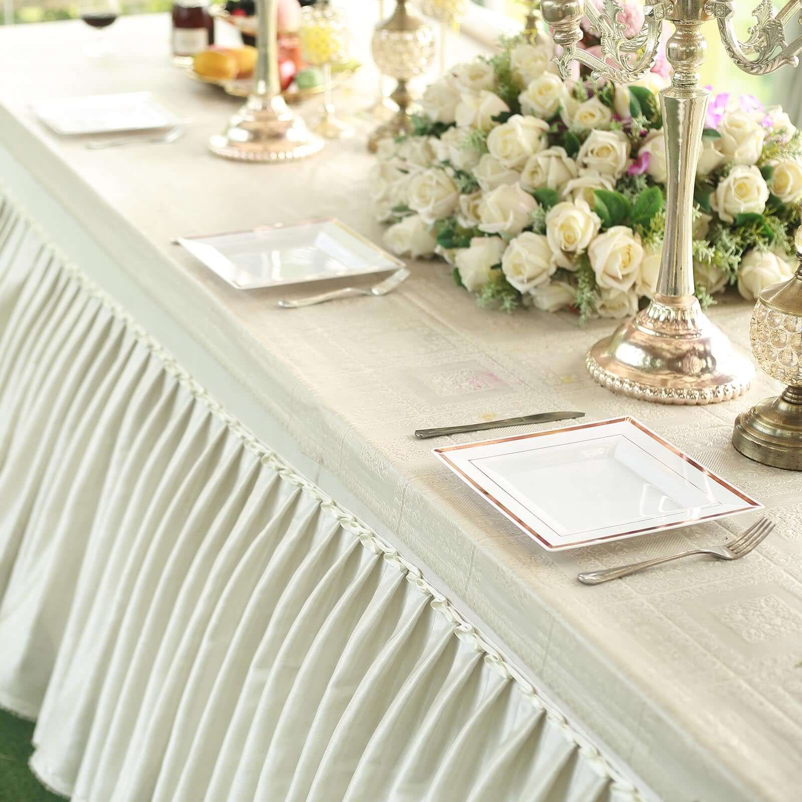 10-Pack Plastic Dinner Plates 10" White Square with Rose Gold Trim - Stylish Disposable Party Plates - Image 16